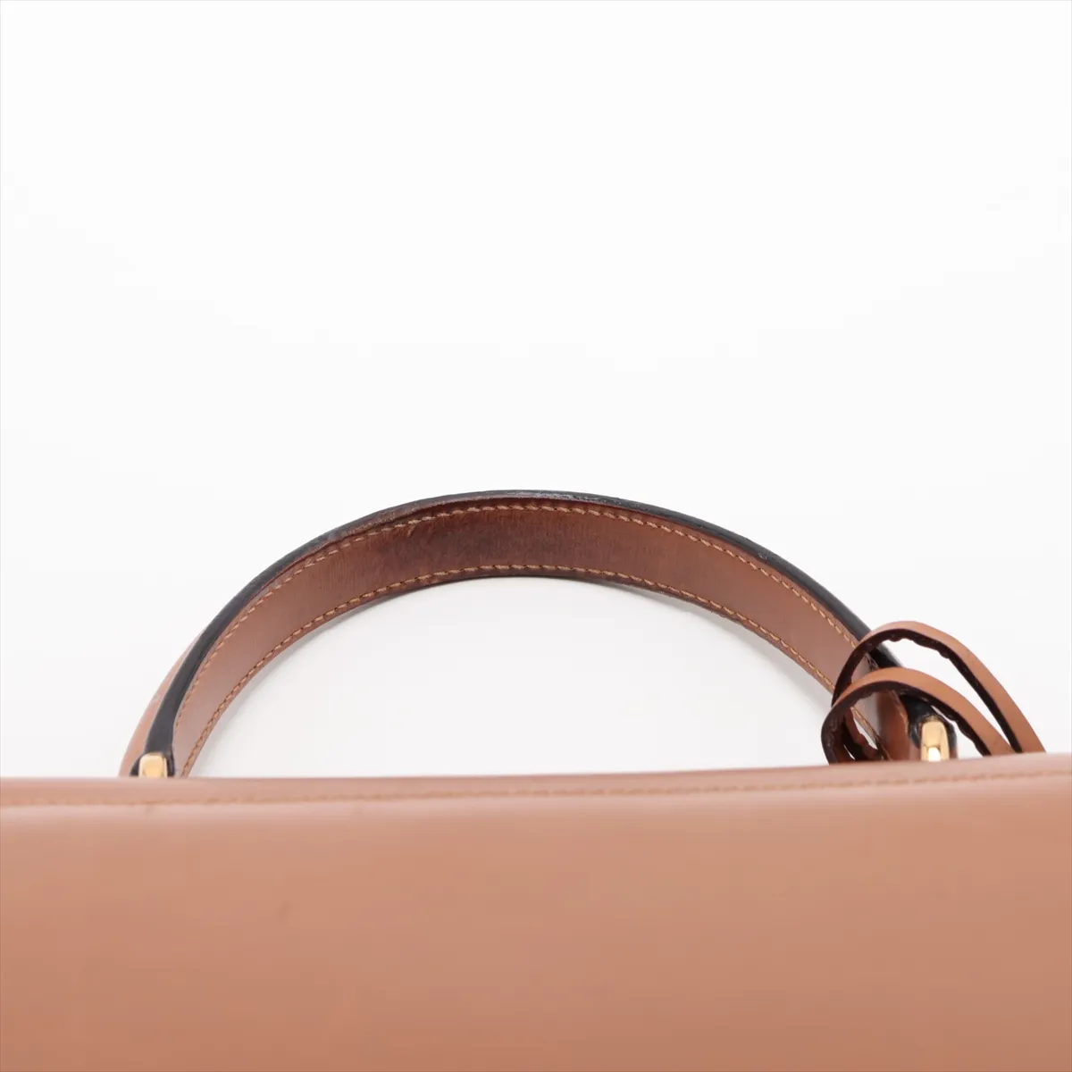 Old Gucci Lady Lock Leather 2-Way Handbag, Brown, with Mirror — view 6