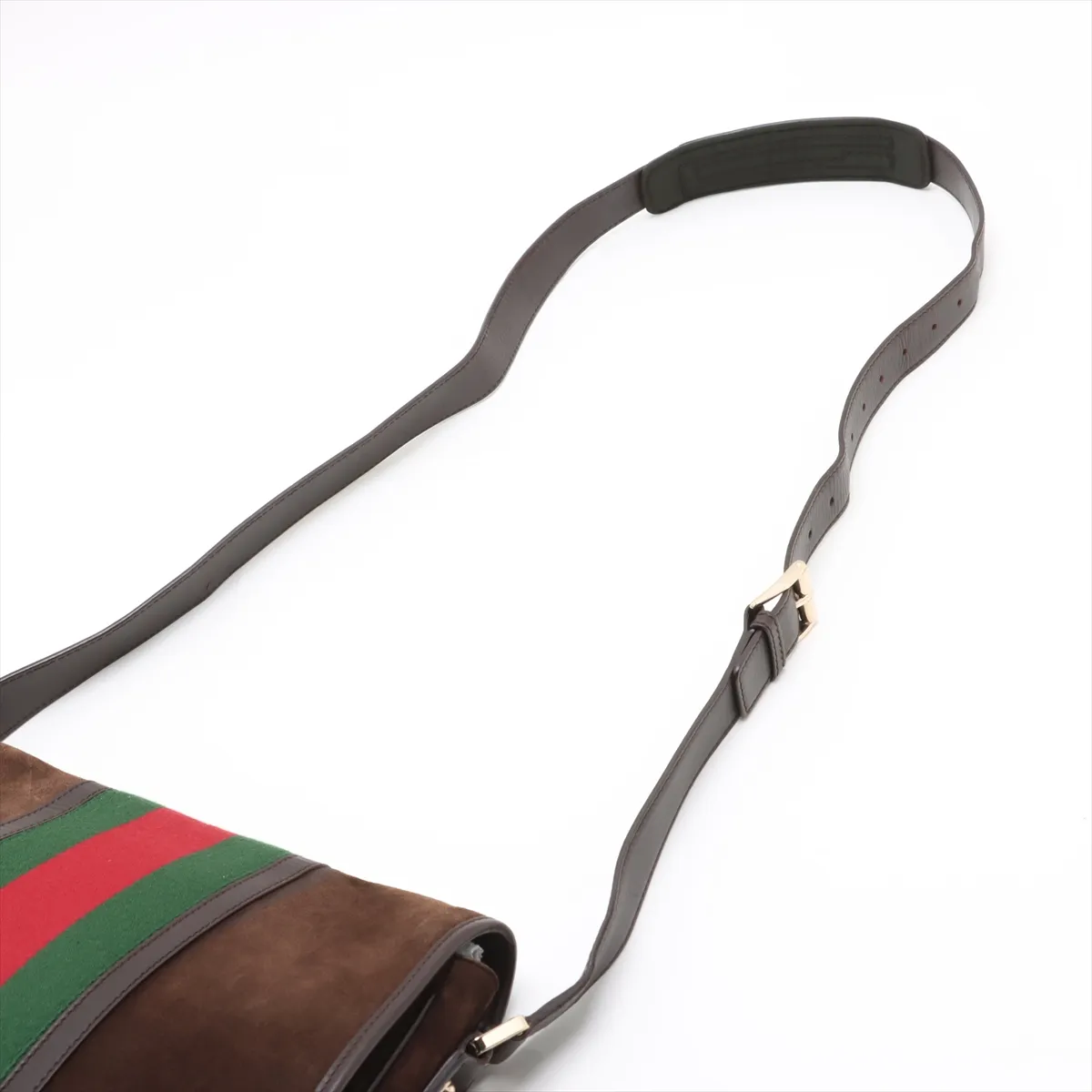 Sherry Line Suede x Leather Shoulder Bag Brown 145844 — view 5