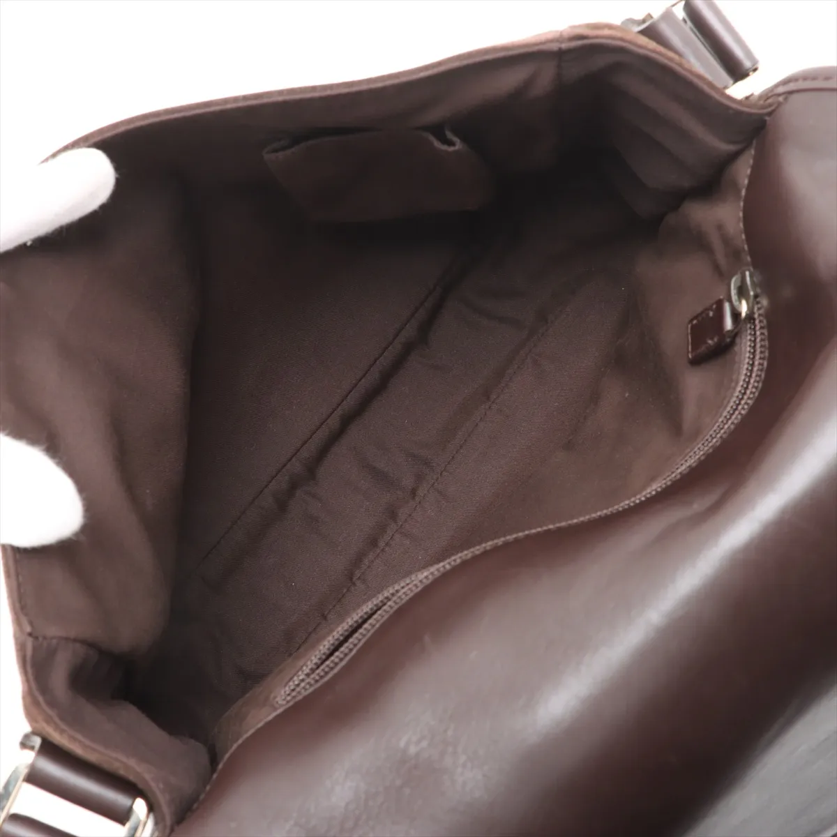 Sherry Line Suede x Leather Shoulder Bag Brown 145844 — view 6