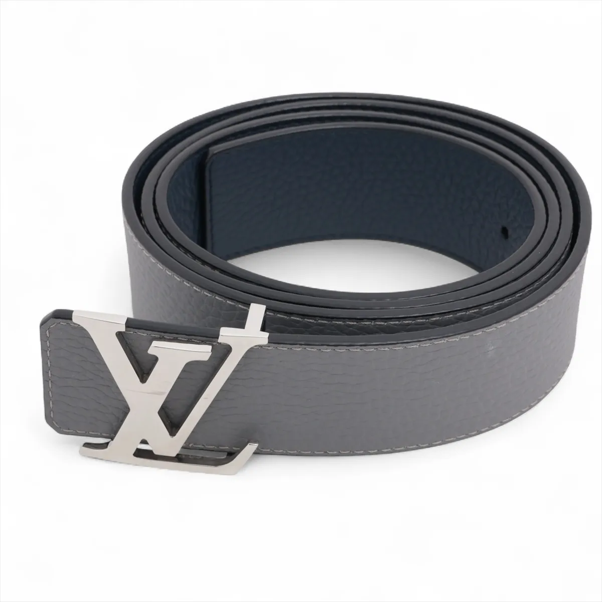 M0532 Ceinture LV Initial JJ4222 Belt, Size 110/44, Leather, Gray x Navy,