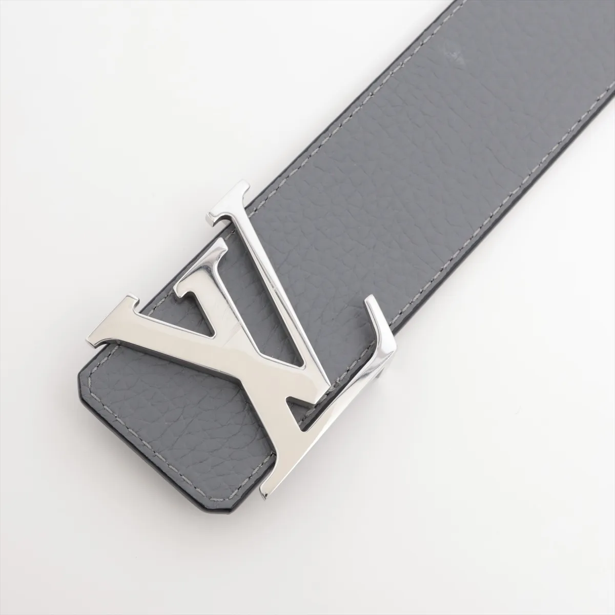 M0532 Ceinture LV Initial JJ4222 Belt, Size 110/44, Leather, Gray x Navy, — view 2