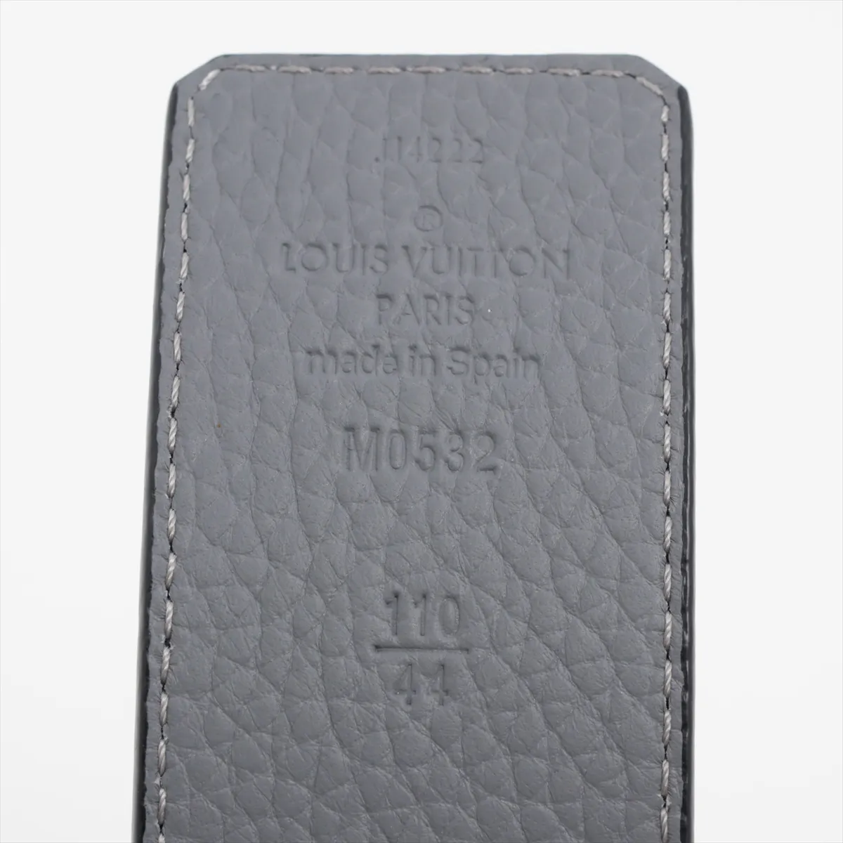 M0532 Ceinture LV Initial JJ4222 Belt, Size 110/44, Leather, Gray x Navy, — view 5