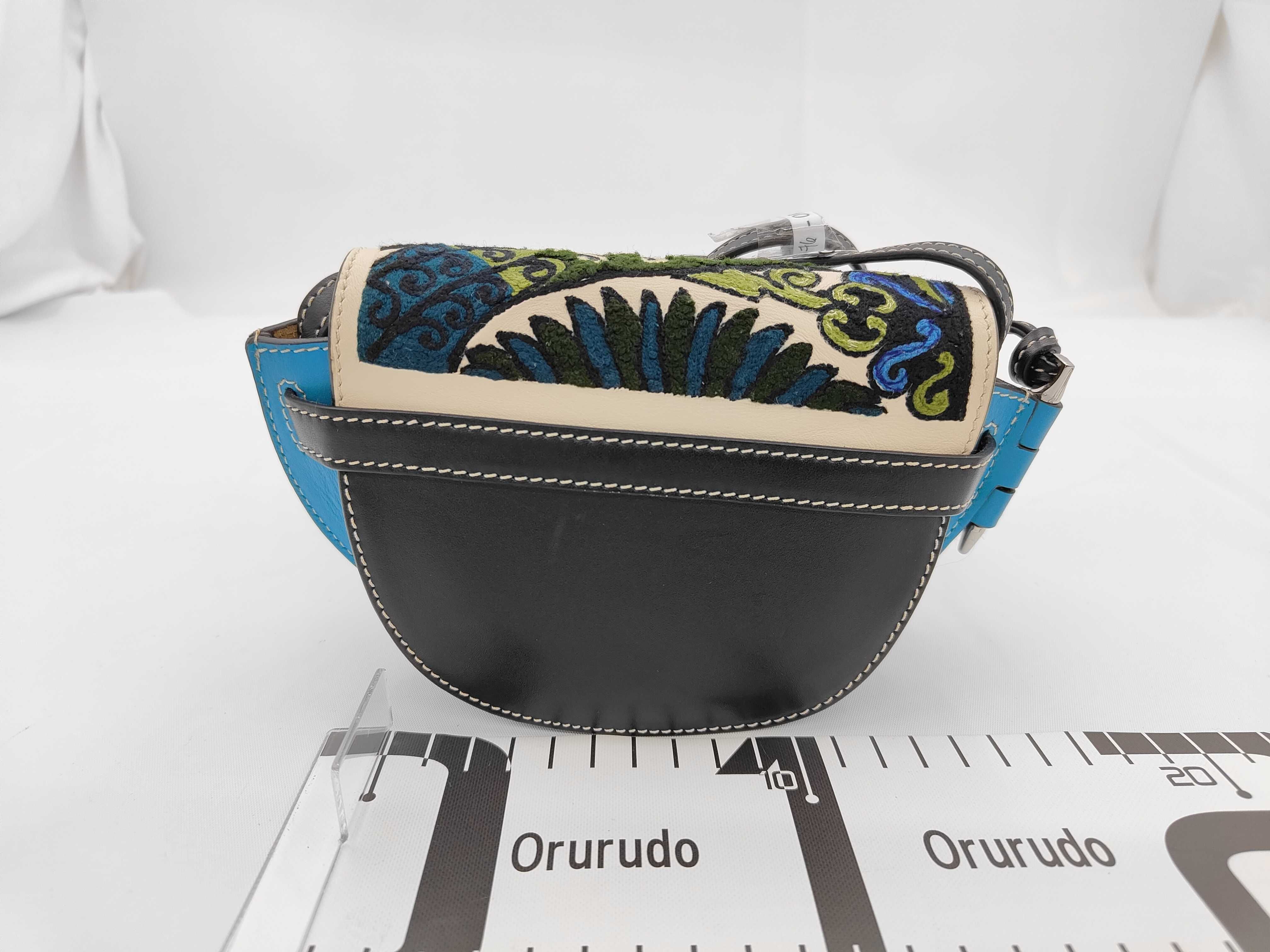 PH - William De Morgan Mini Embroidered Blue Leather Floral Gate Crossbody Shoulder Bag — view 2