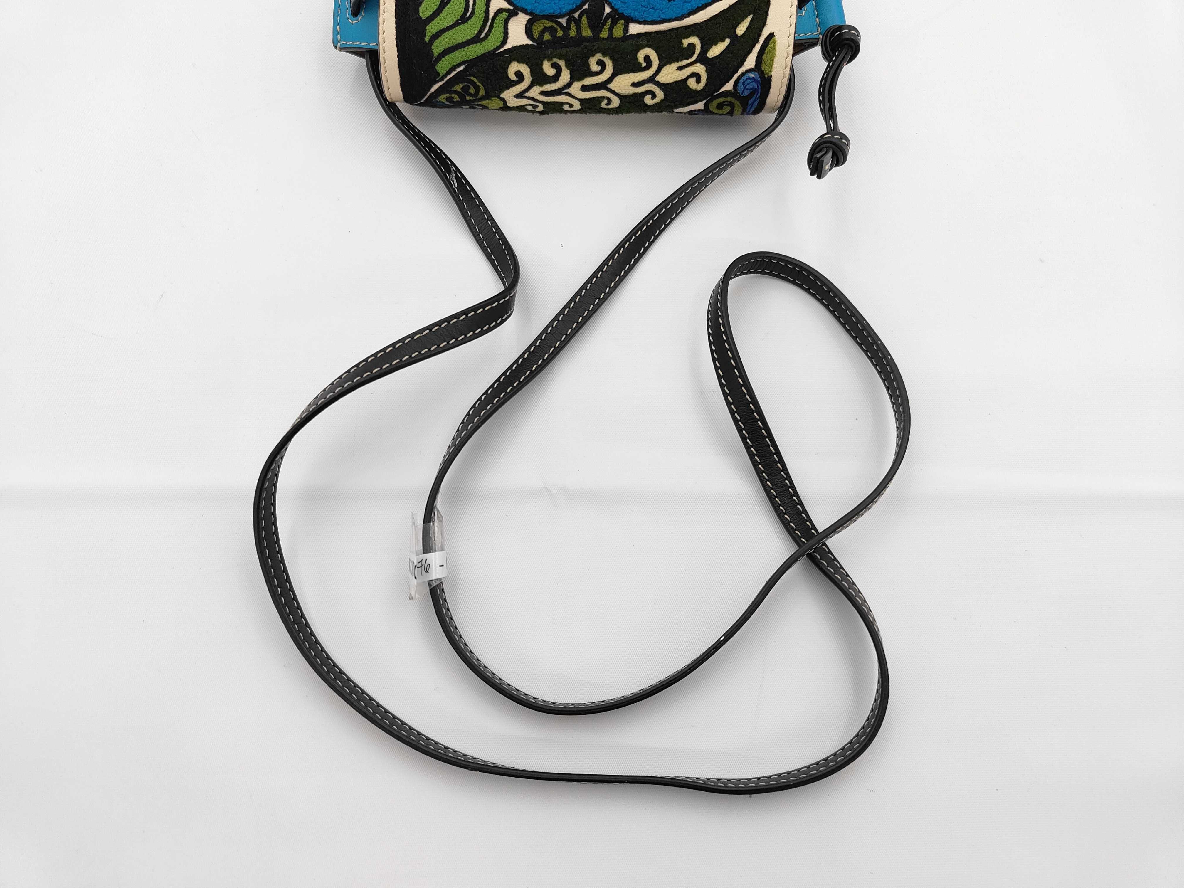 PH - William De Morgan Mini Embroidered Blue Leather Floral Gate Crossbody Shoulder Bag — view 3