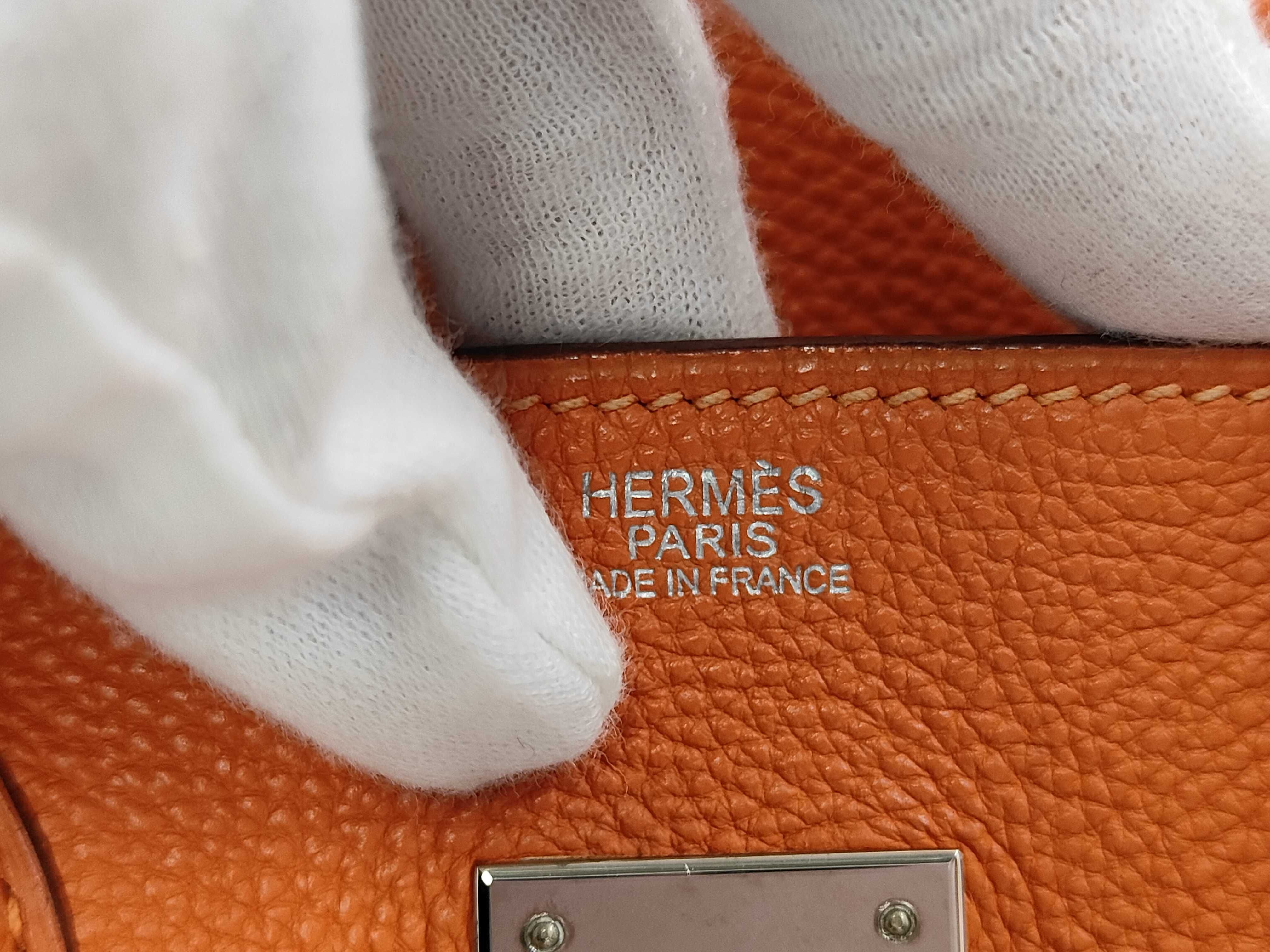 Birkin 30 Togo Orange Handbag with Silver Hardware ( J stamp) — view 12