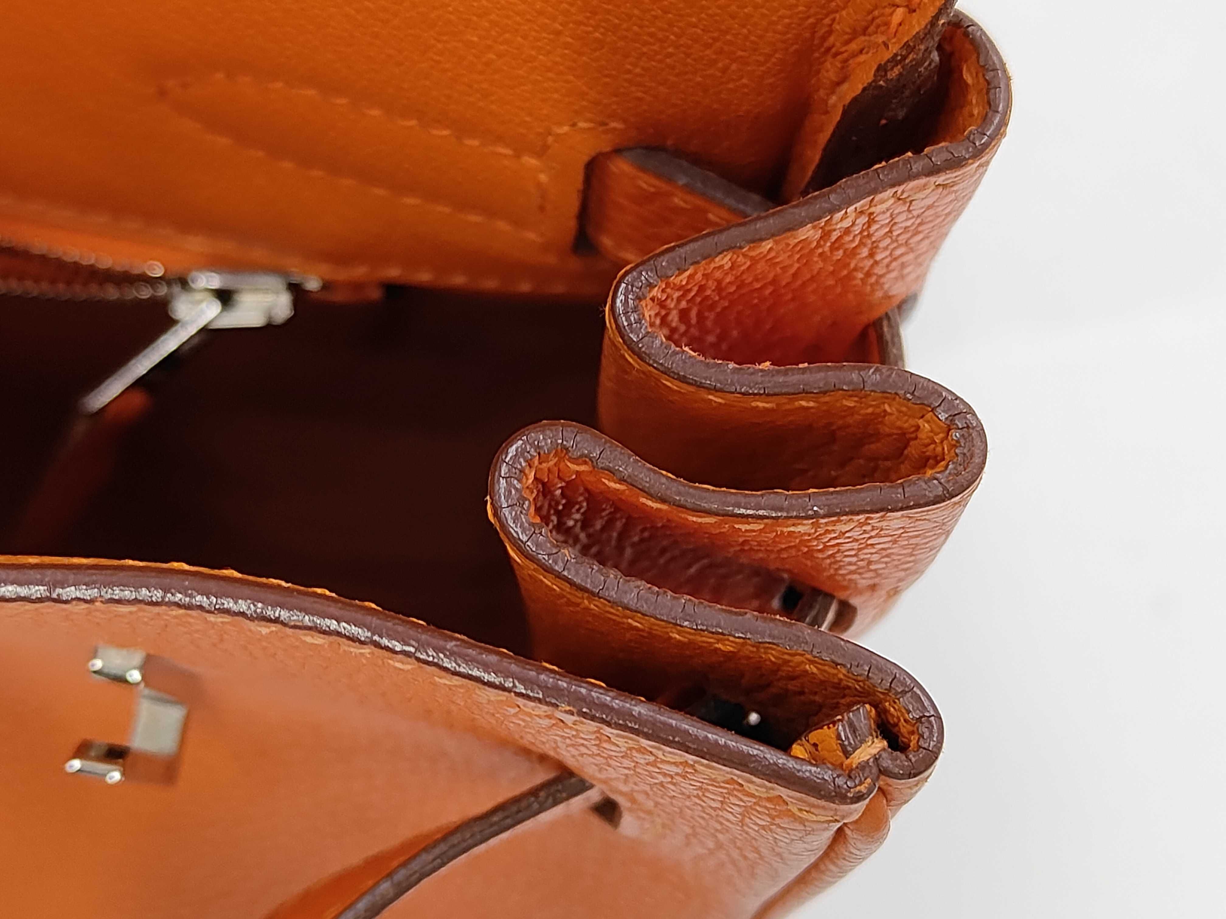 Birkin 30 Togo Orange Handbag with Silver Hardware ( J stamp) — view 14