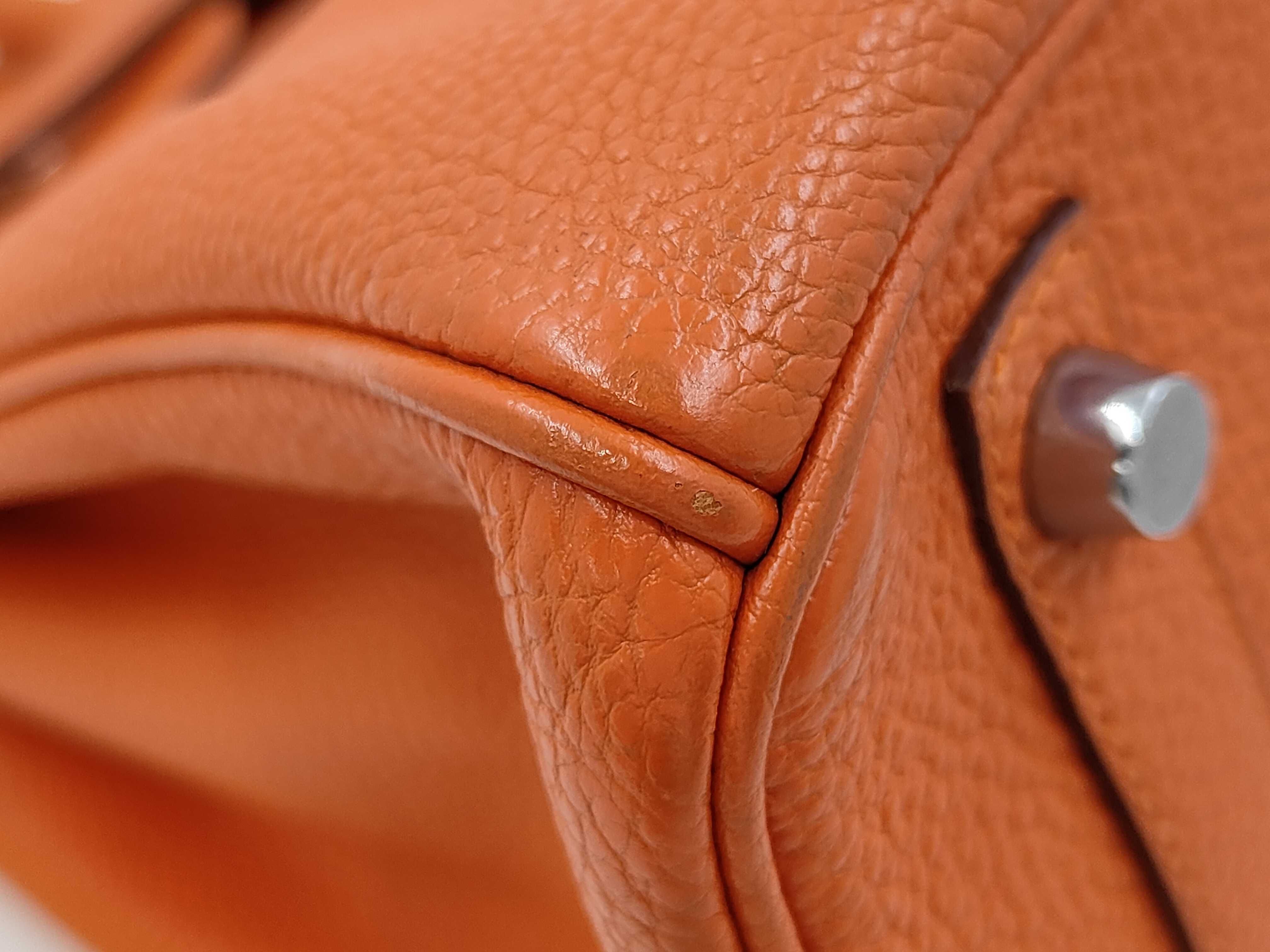Birkin 30 Togo Orange Handbag with Silver Hardware ( J stamp) — view 3