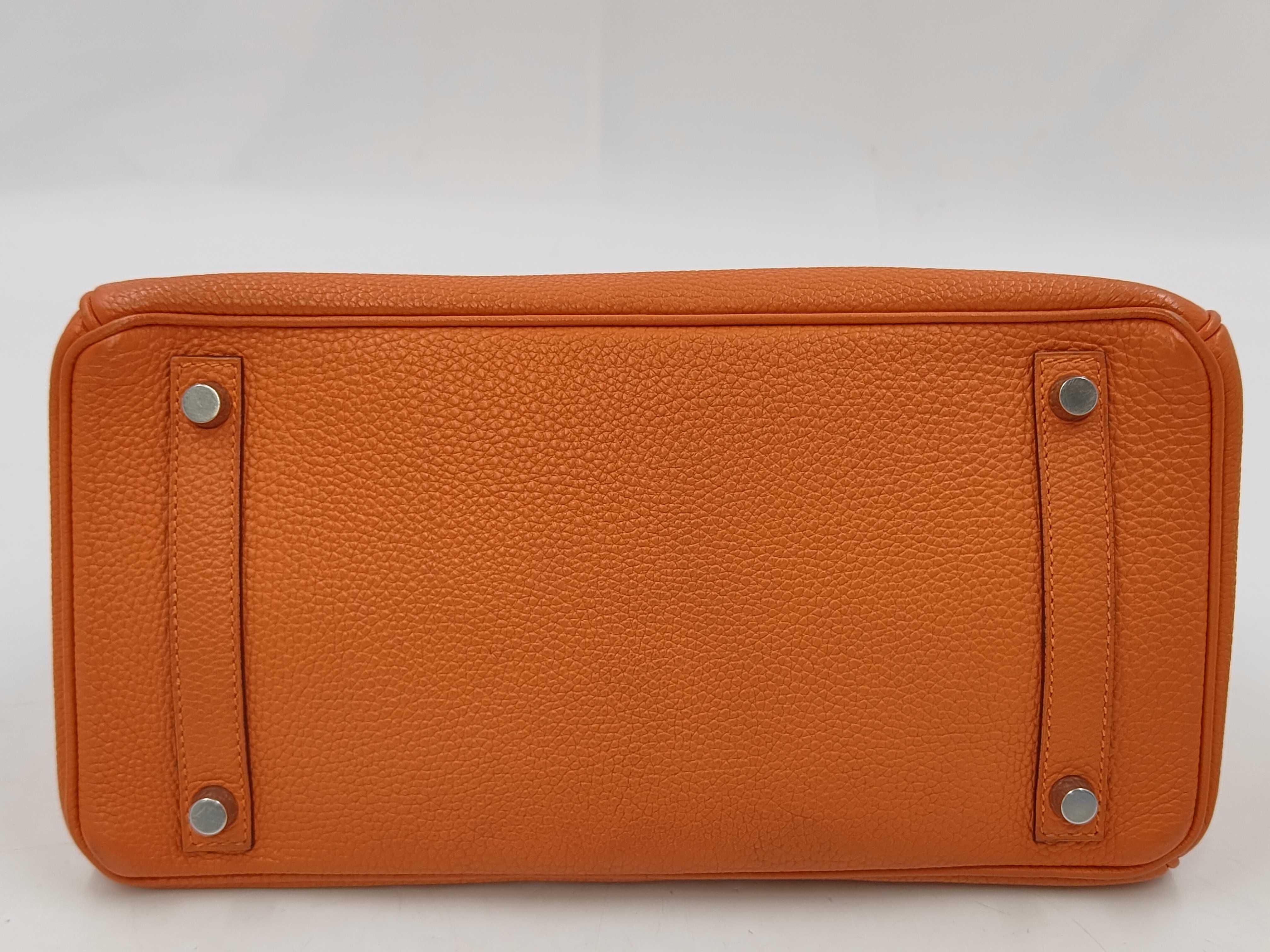 Birkin 30 Togo Orange Handbag with Silver Hardware ( J stamp) — view 4