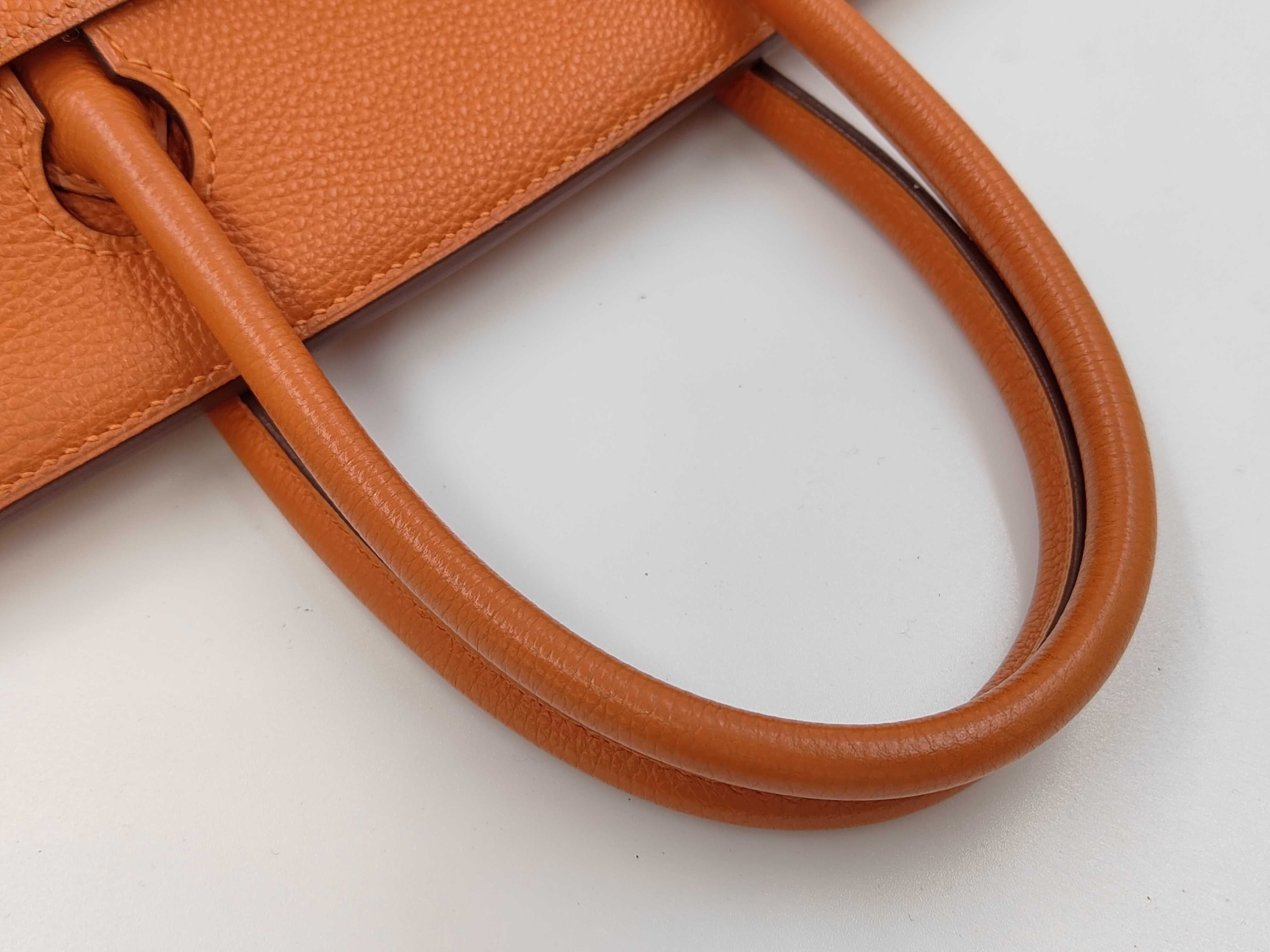 Birkin 30 Togo Orange Handbag with Silver Hardware ( J stamp) — view 5