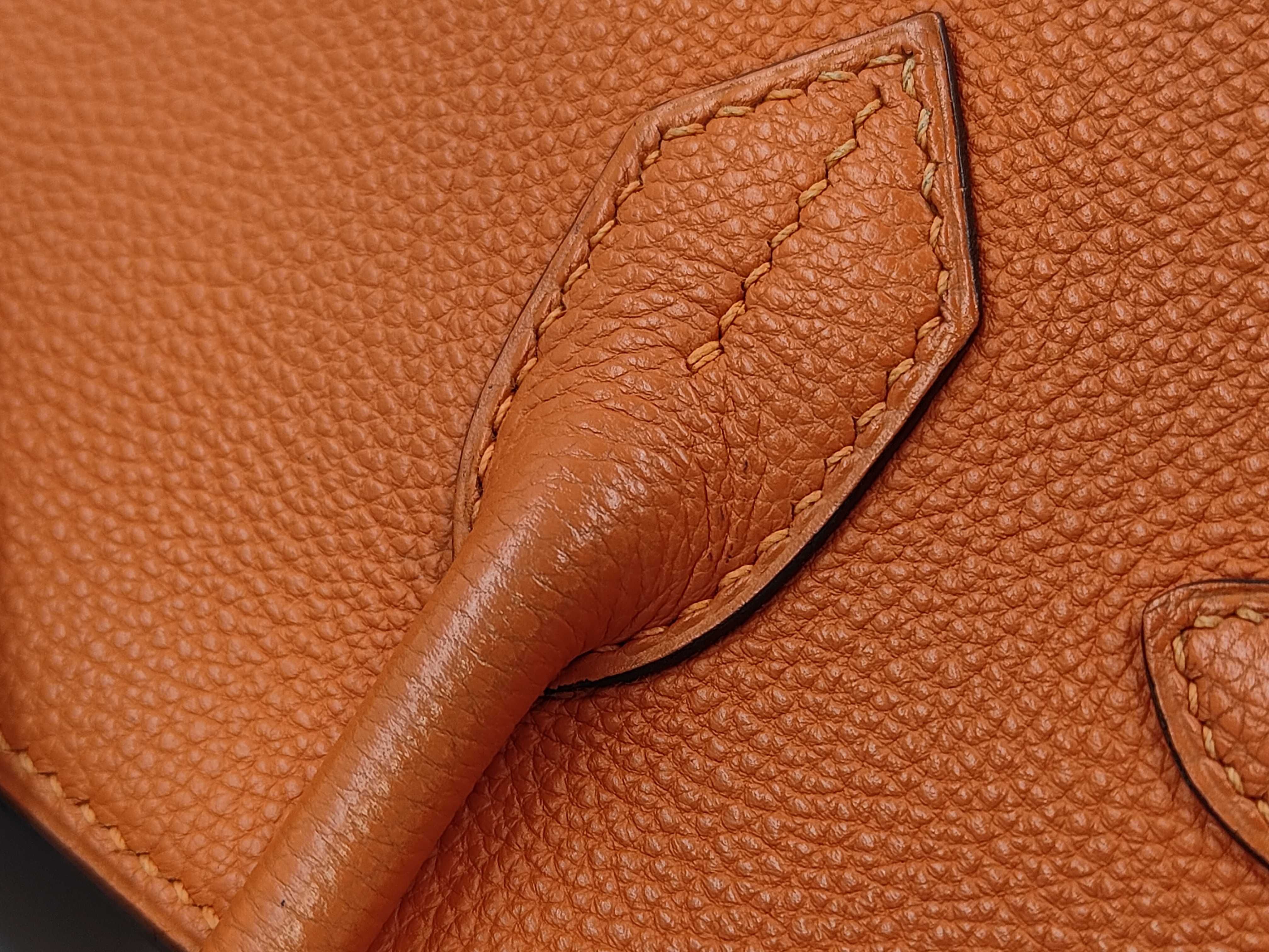 Birkin 30 Togo Orange Handbag with Silver Hardware ( J stamp) — view 7