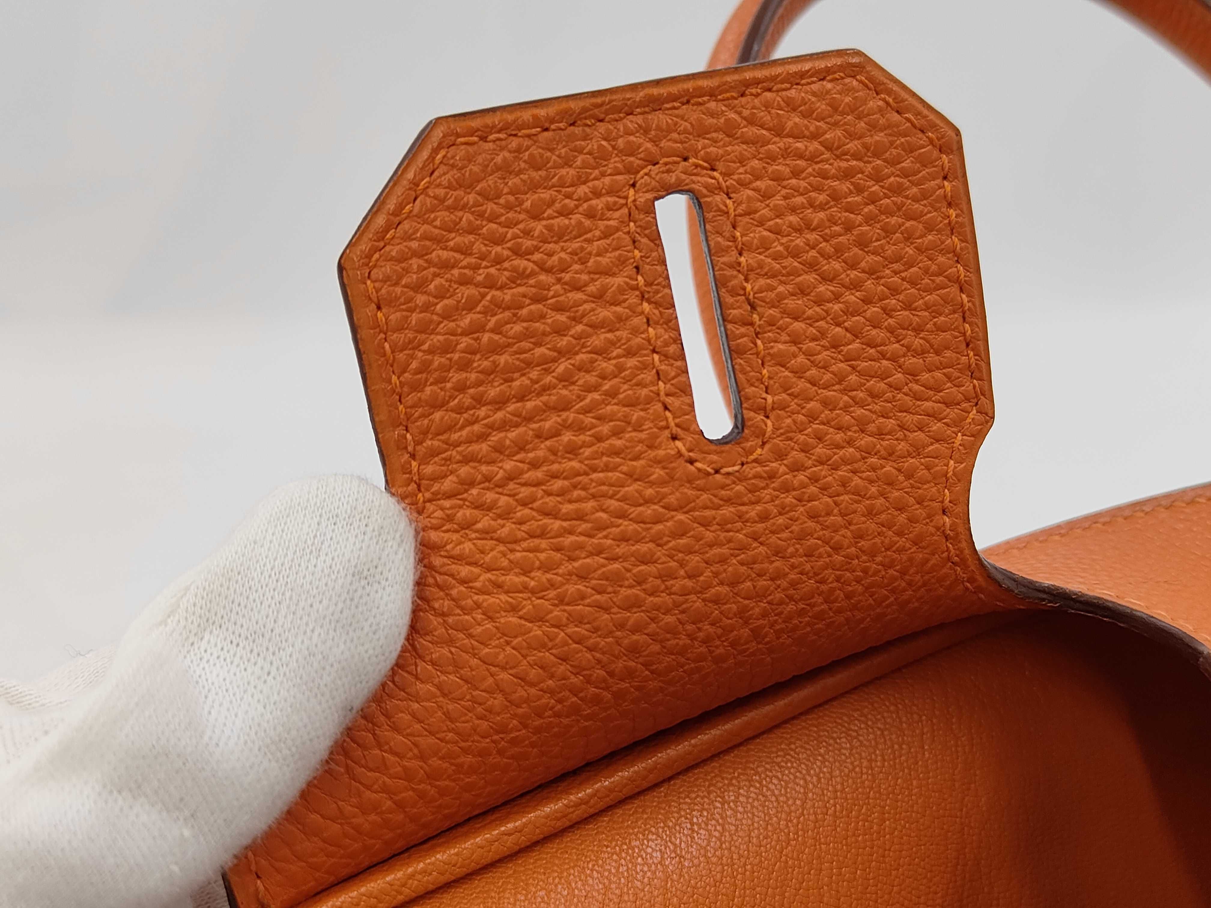 Birkin 30 Togo Orange Handbag with Silver Hardware ( J stamp) — view 10