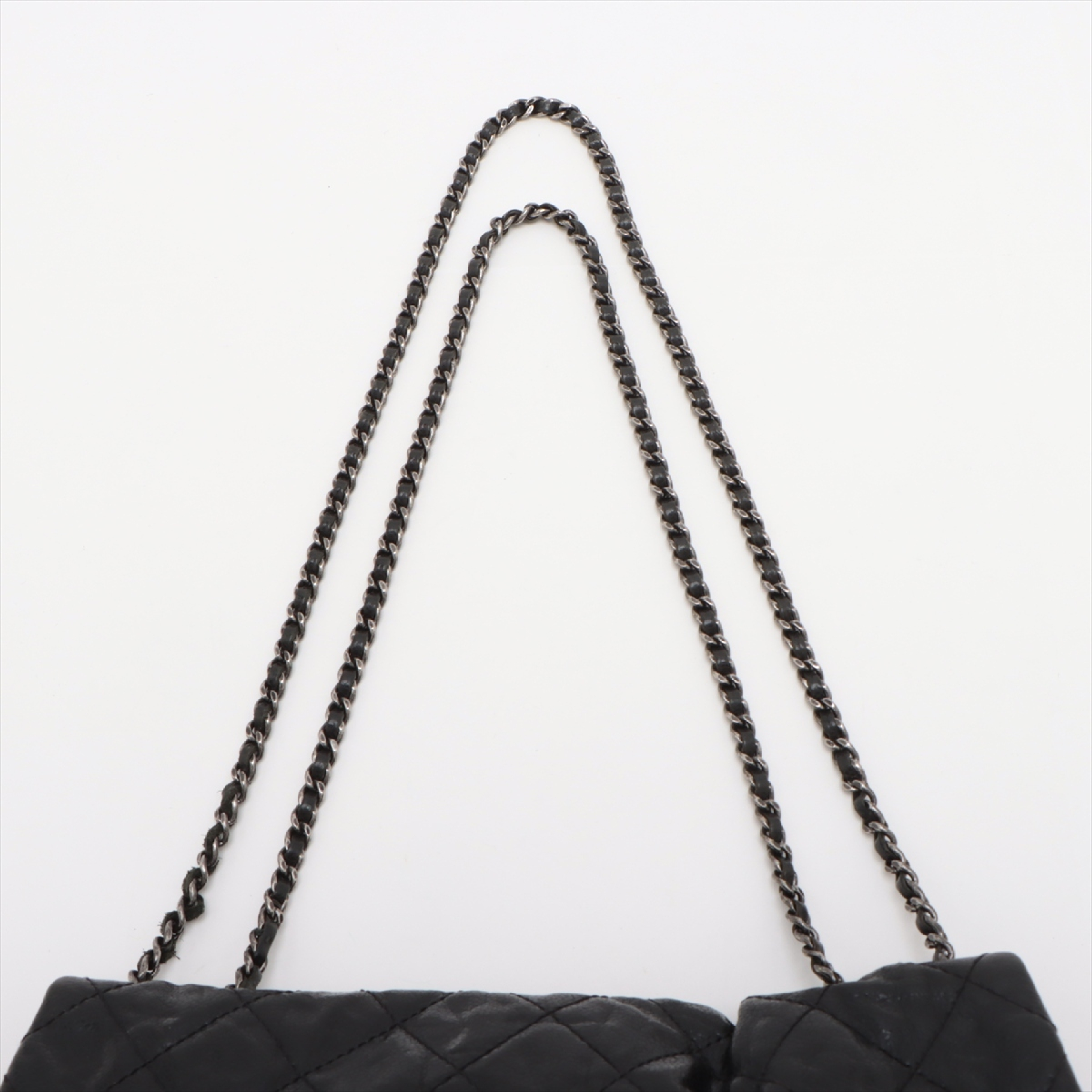 Matelassé Caviar Skin Single Flap Double Chain Bag, Black with Silver Hardware, 17870988 (Serial Number 17-series), Shoulder Bag — view 6