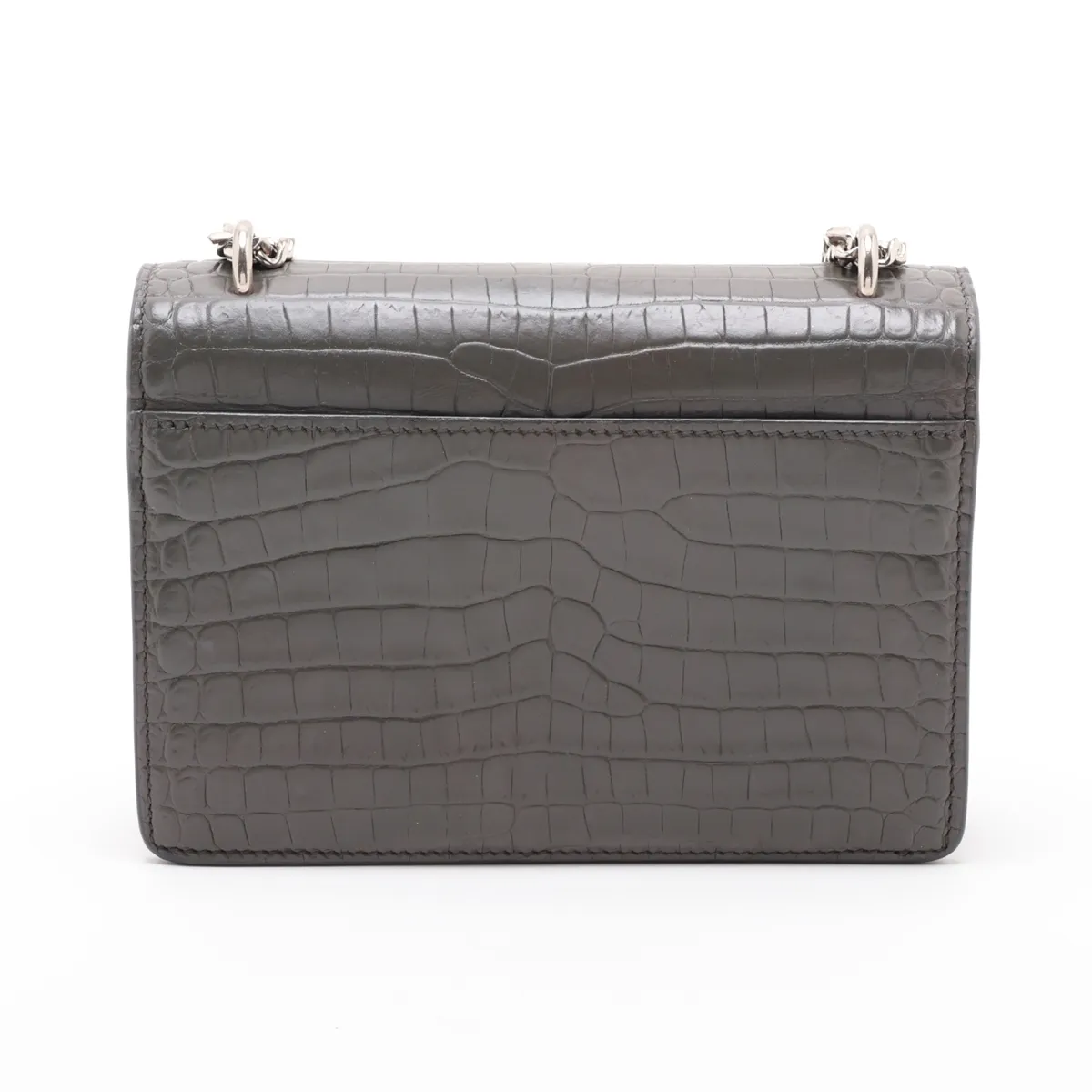 Sunset 452157 Crocodile Embossed Chain Wallet, Gray — view 2