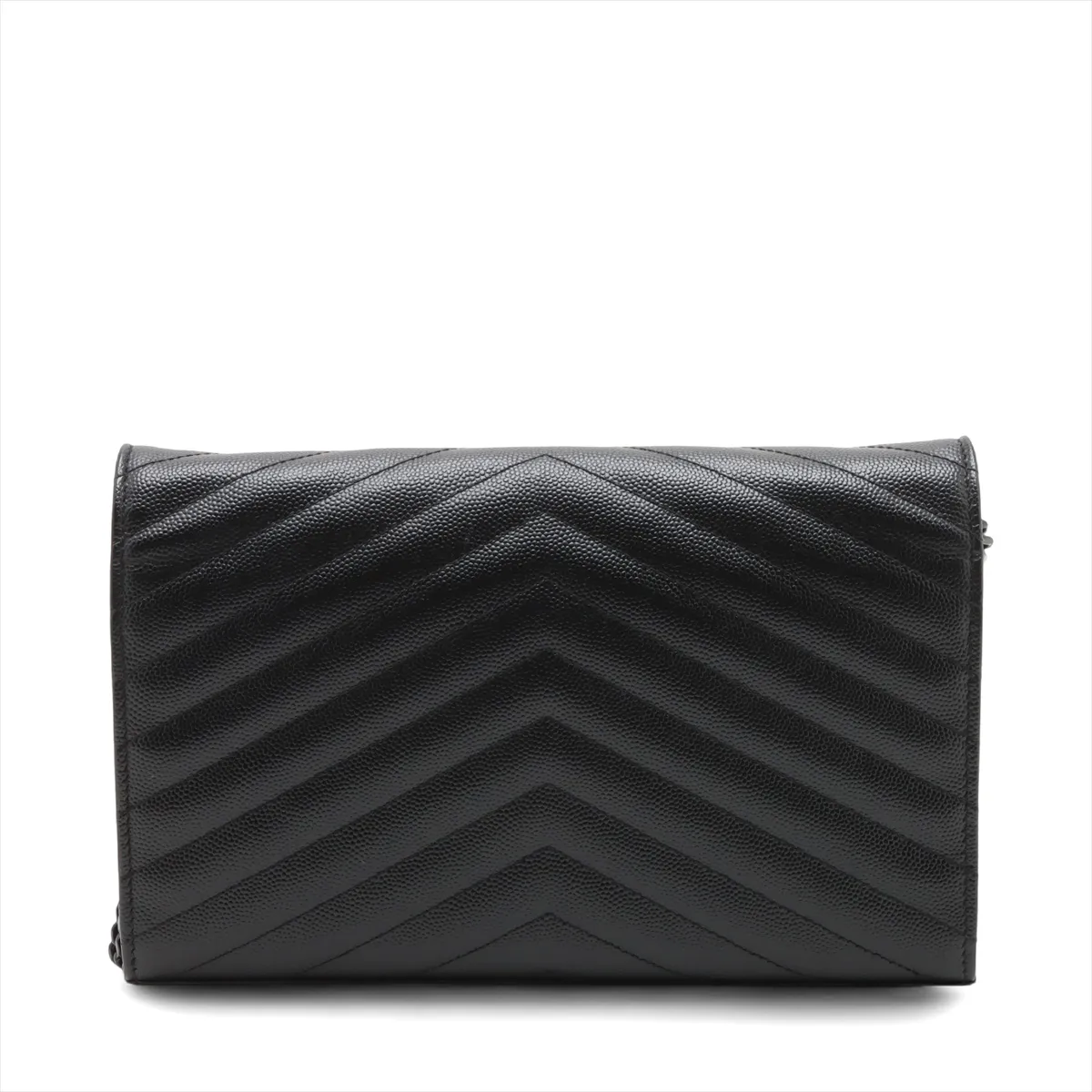Cassandra Leather Chain Wallet, Black, 377828 — view 2