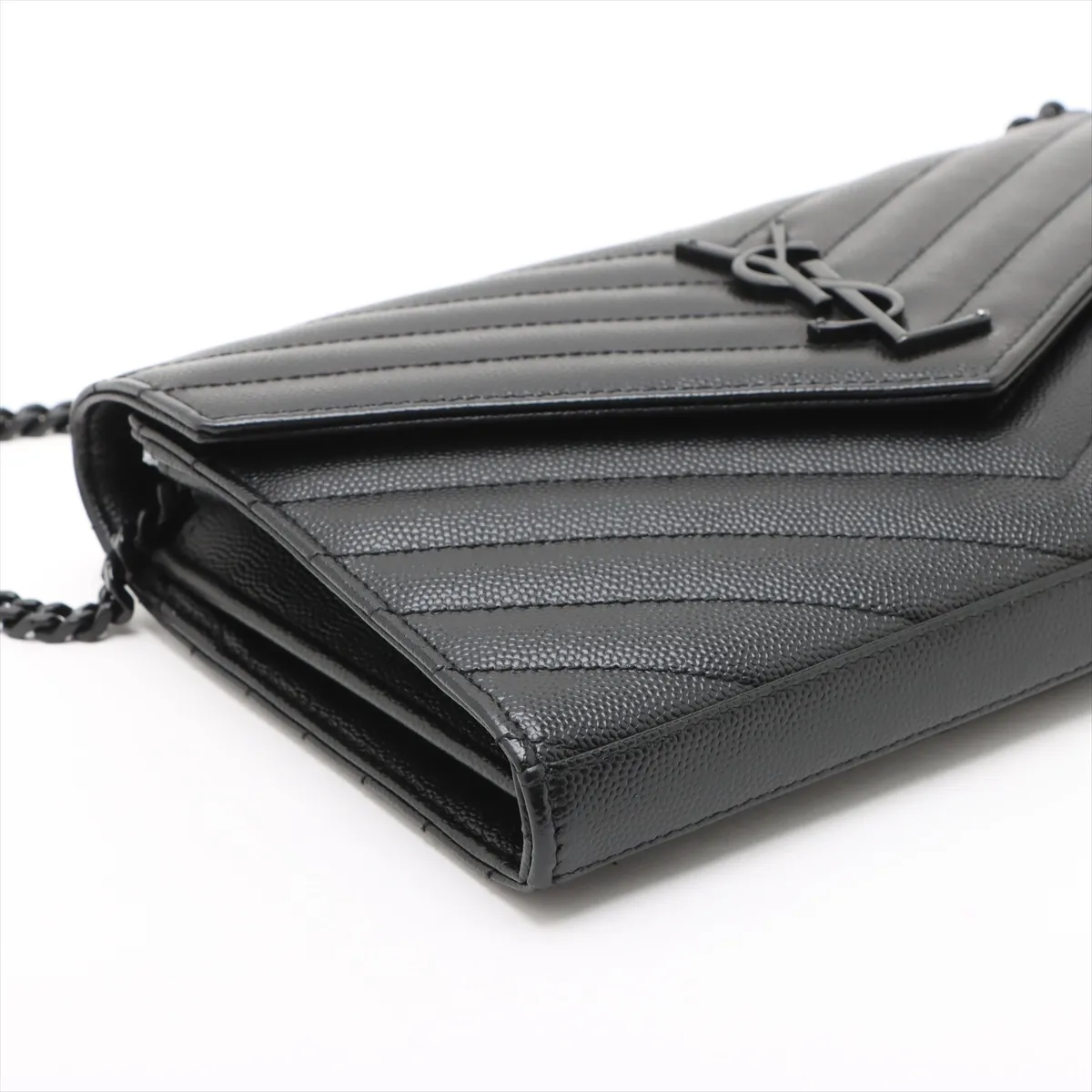 Cassandra Leather Chain Wallet, Black, 377828 — view 4