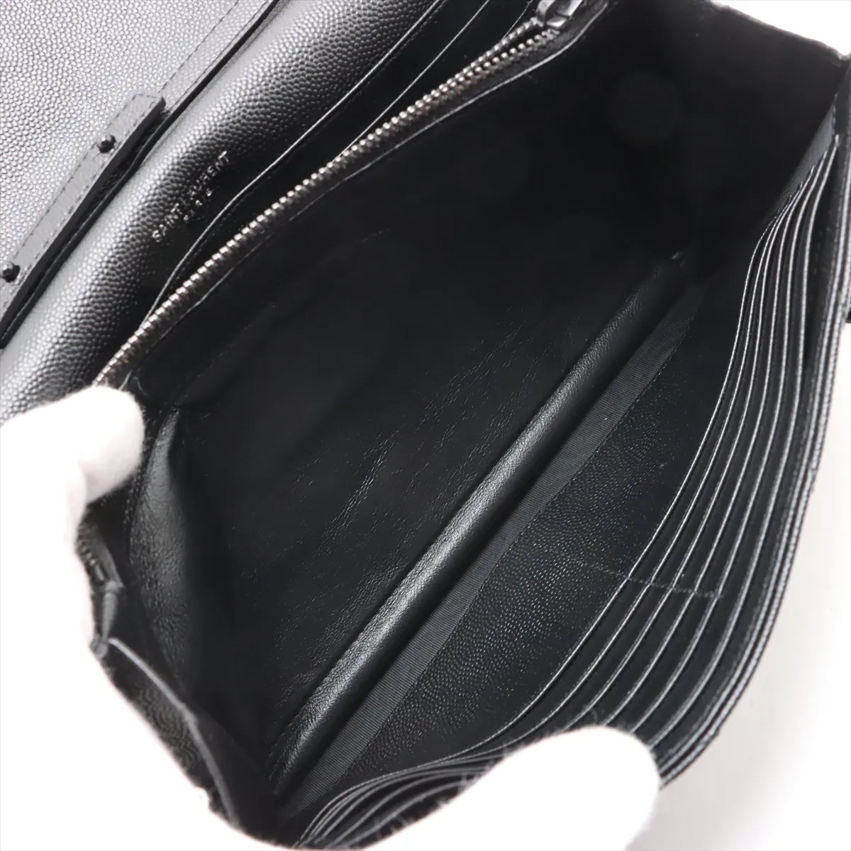 Cassandra Leather Chain Wallet, Black, 377828 — view 6