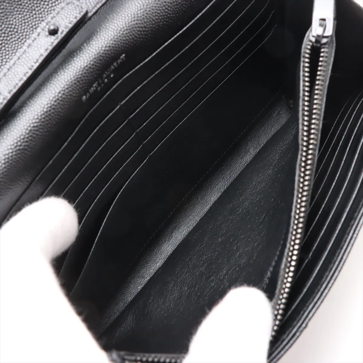 Cassandra Leather Chain Wallet, Black, 377828 — view 9