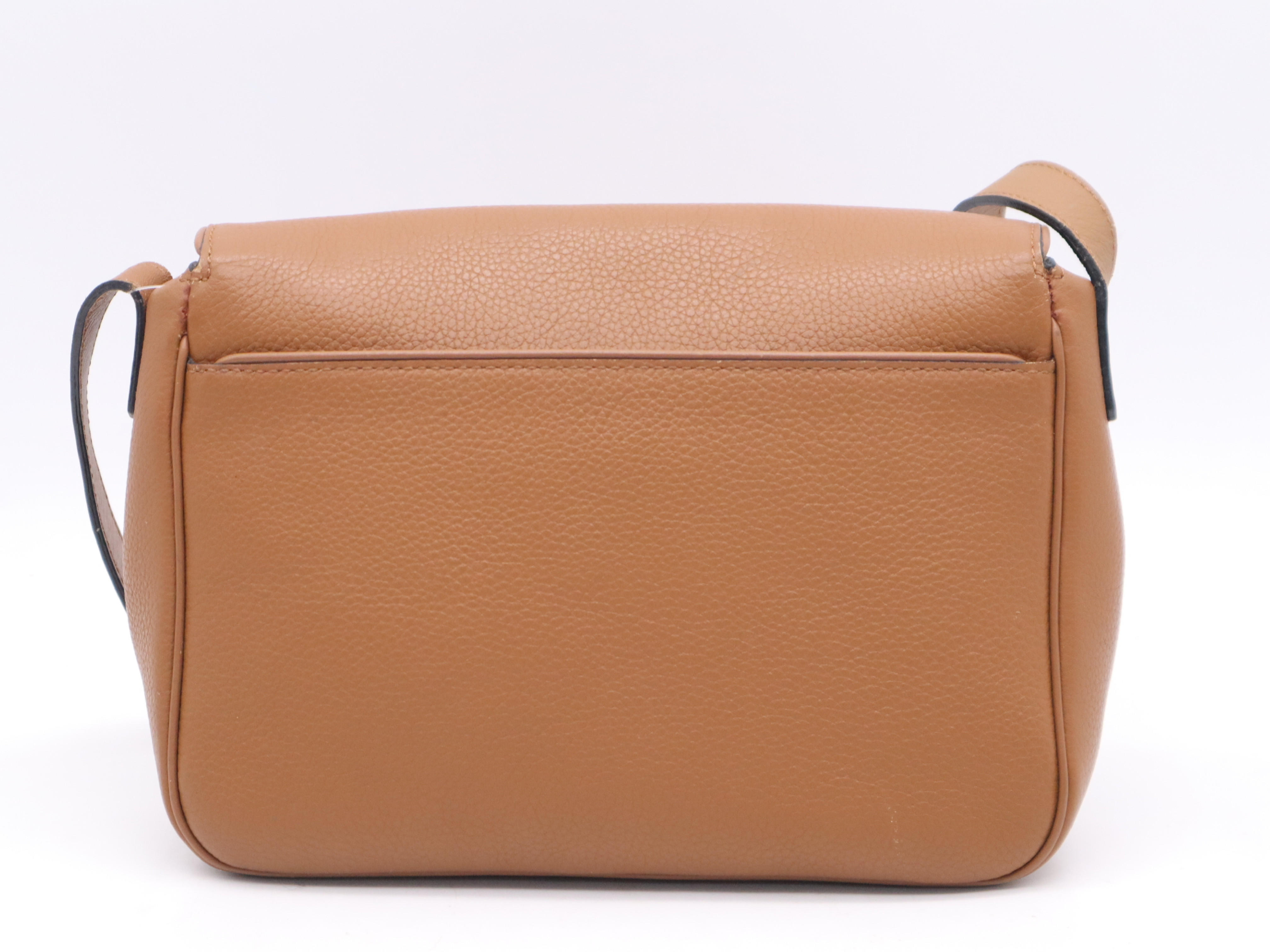 Leather Shoulder Bag, Brown, Gold Hardware — view 2
