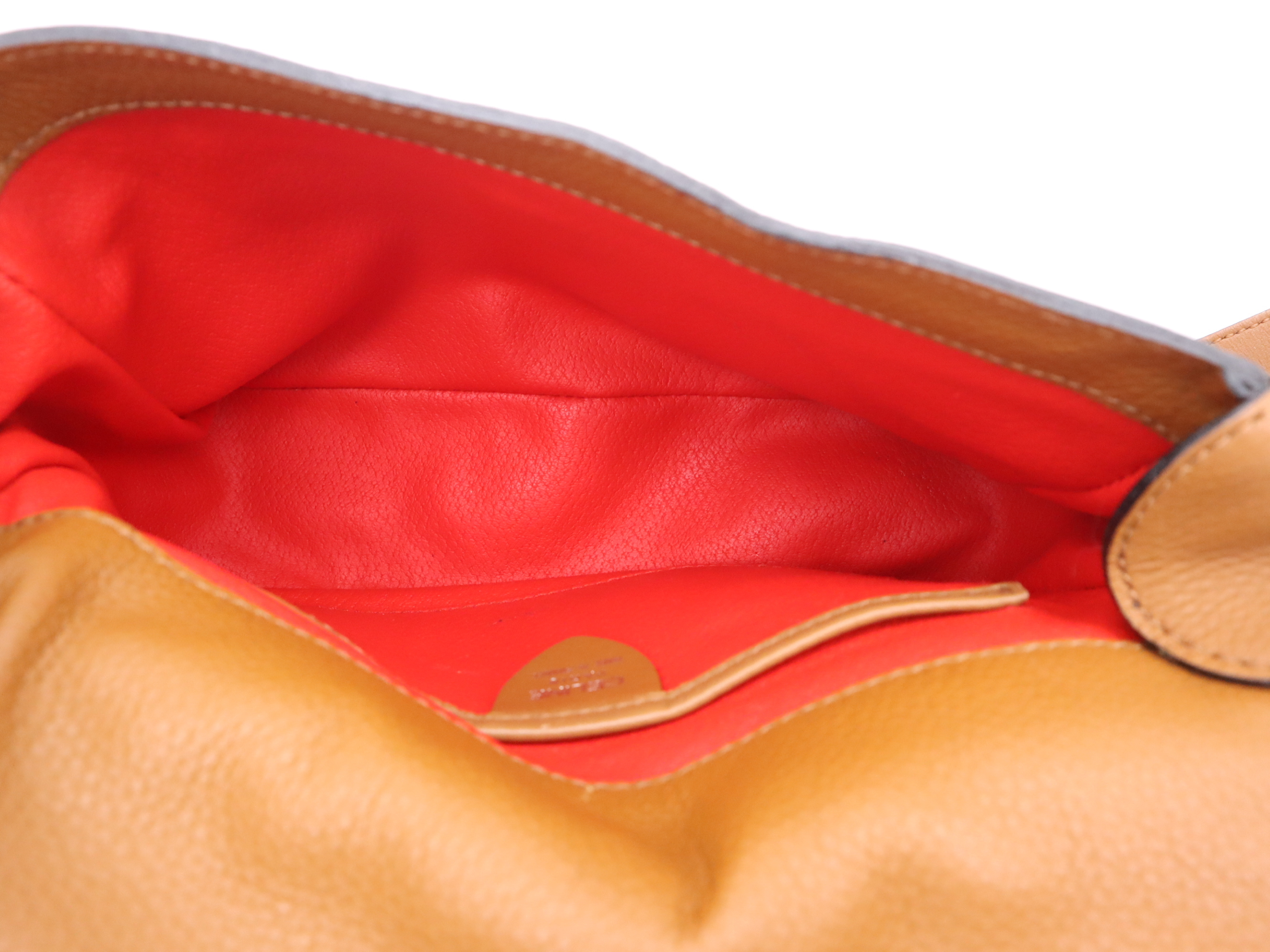 Leather Shoulder Bag, Brown, Gold Hardware — view 11