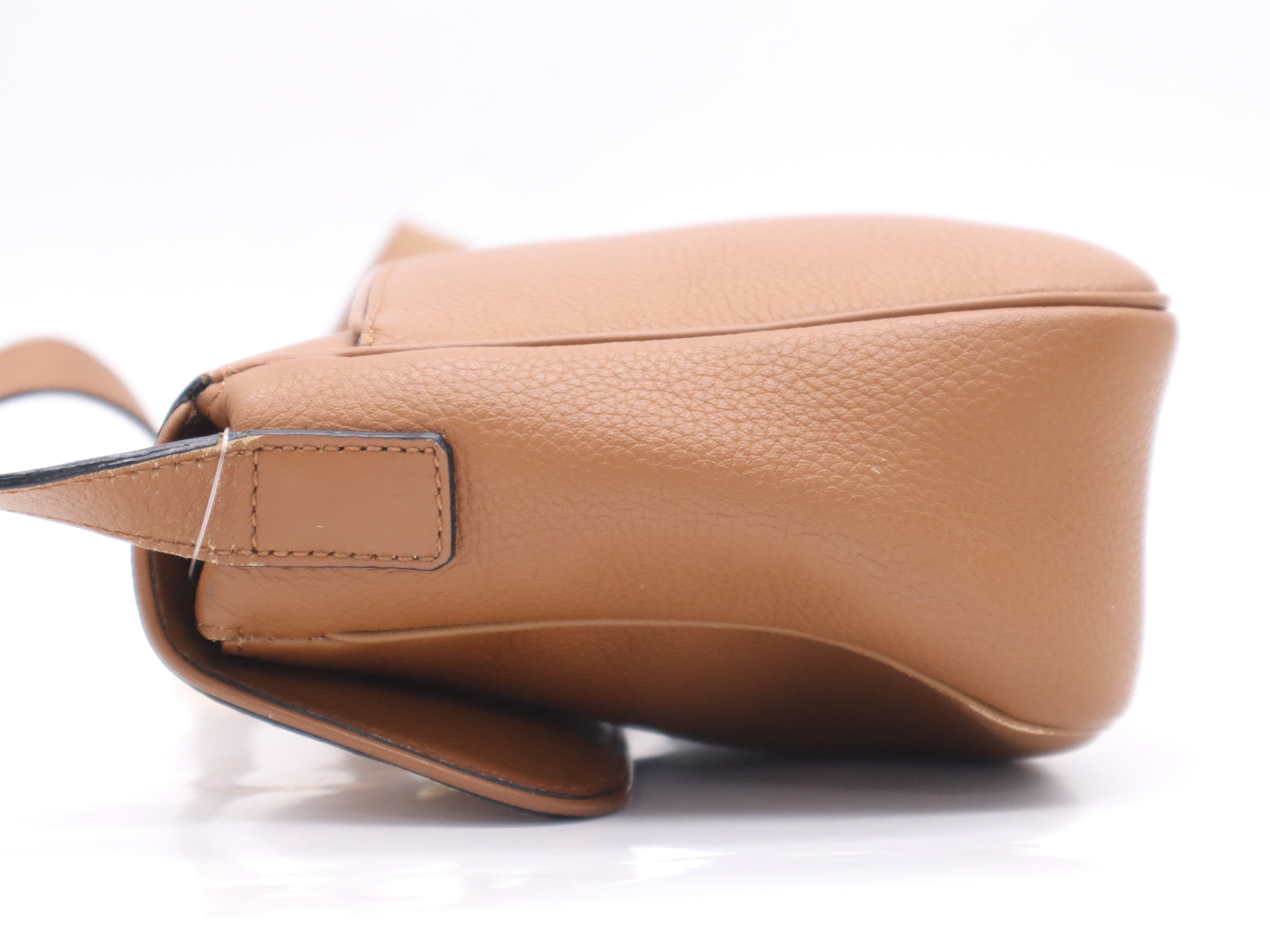 Leather Shoulder Bag, Brown, Gold Hardware — view 3