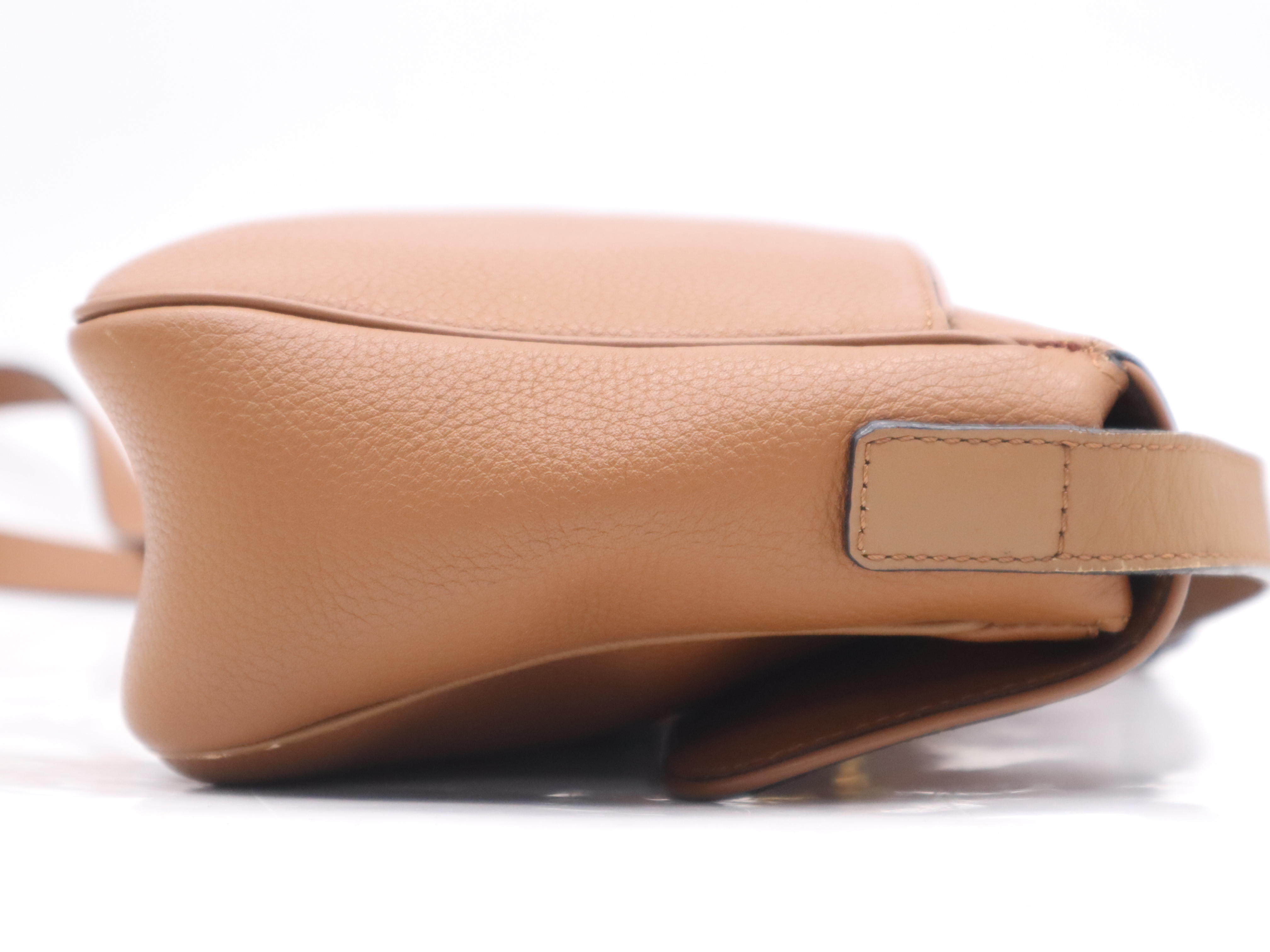 Leather Shoulder Bag, Brown, Gold Hardware — view 5
