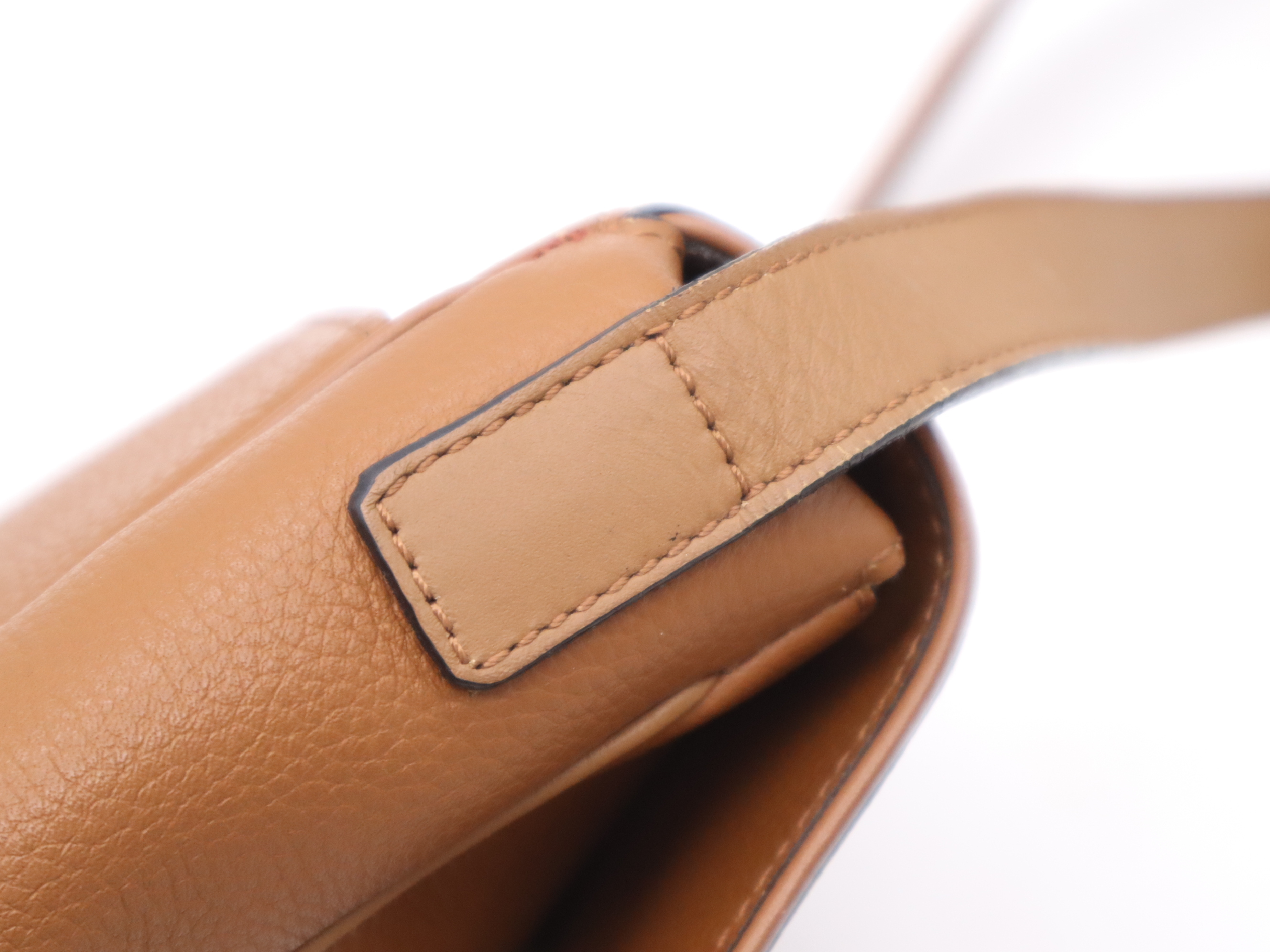 Leather Shoulder Bag, Brown, Gold Hardware — view 7