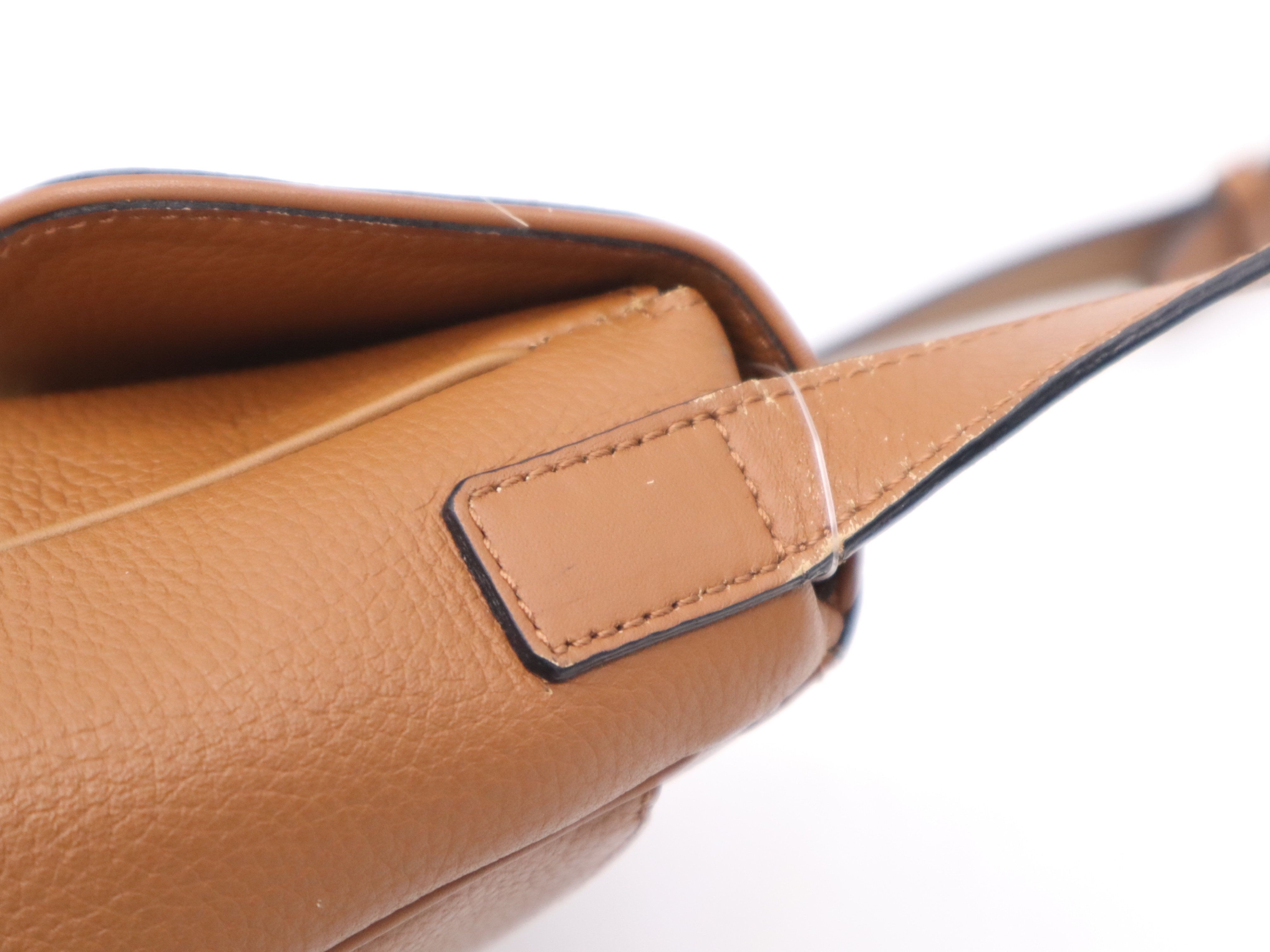 Leather Shoulder Bag, Brown, Gold Hardware — view 8