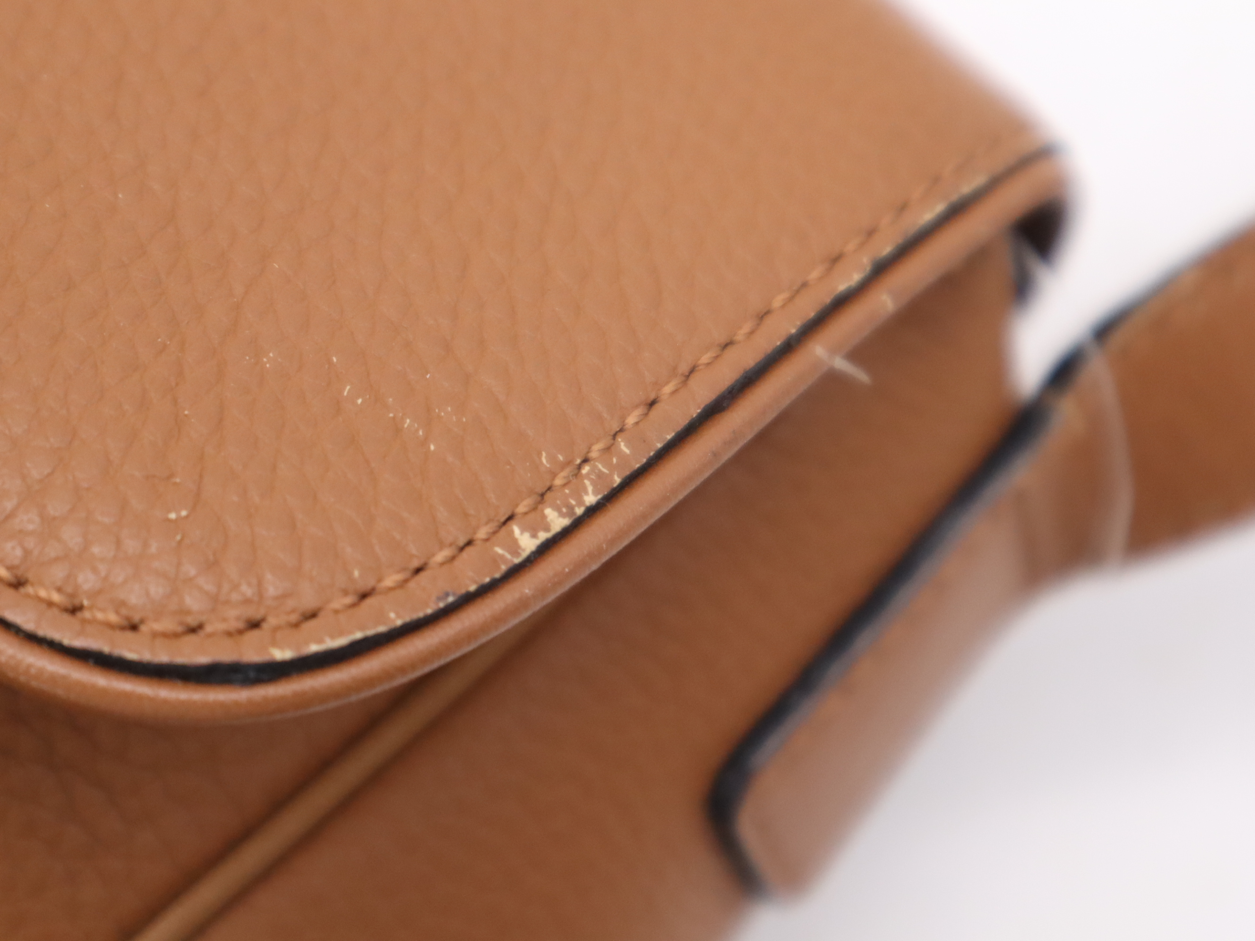 Leather Shoulder Bag, Brown, Gold Hardware — view 9