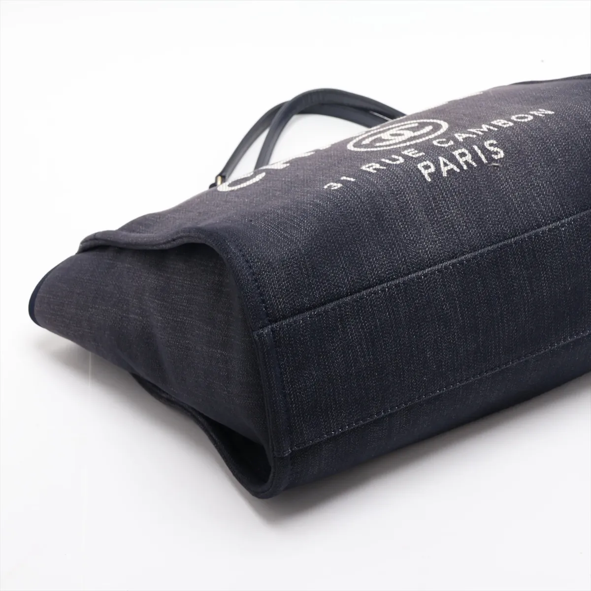 Deauville MM Denim Chain Tote Bag, Blue with Gold Hardware, Item No. 17783255, Series 17 — view 4