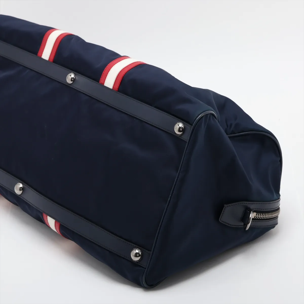 Tessuto Nylon x Leather 2-Way Boston Bag, Navy — view 3