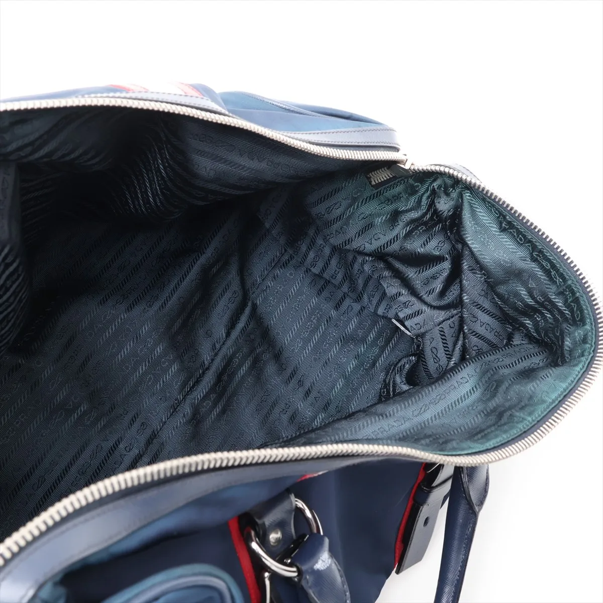 Tessuto Nylon x Leather 2-Way Boston Bag, Navy — view 9