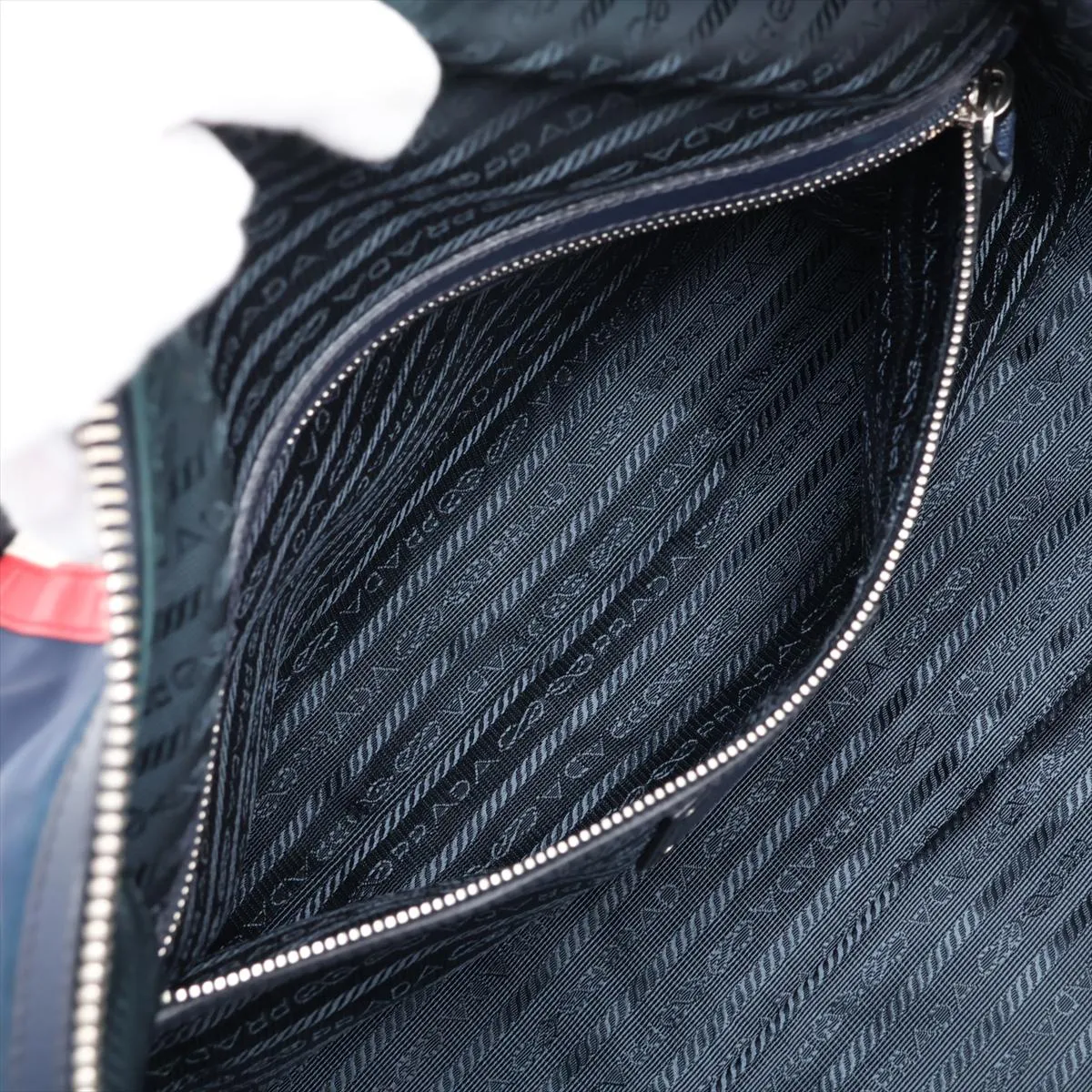 Tessuto Nylon x Leather 2-Way Boston Bag, Navy — view 10
