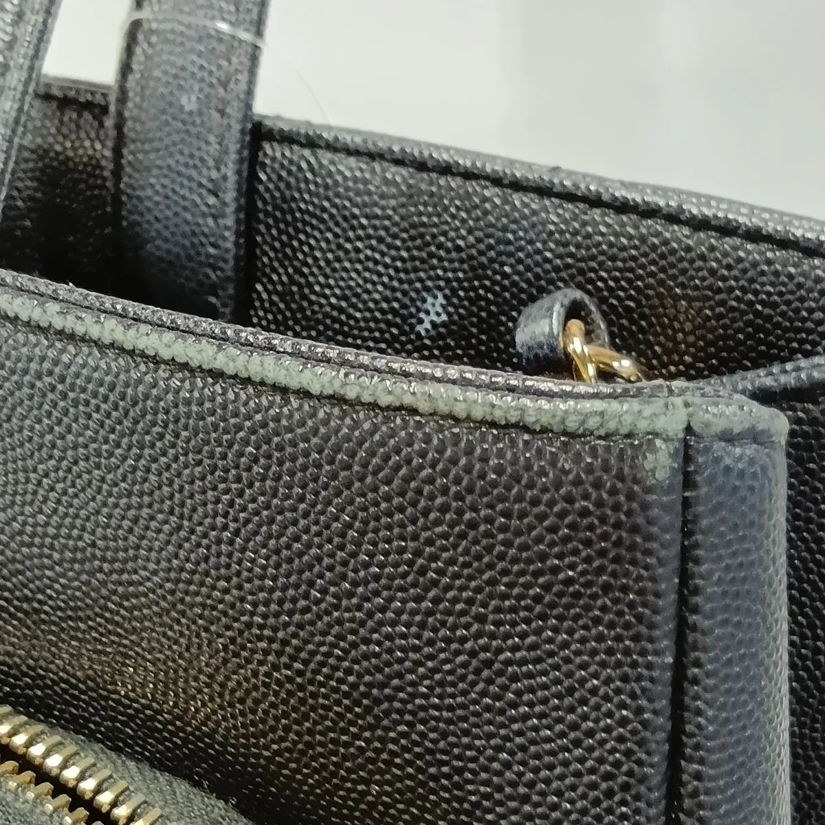Business Affinity Caviar Skin 2-Way Tote Bag, Black with Gold Hardware, Item Number 24647488 (Serial Number 24) — view 14