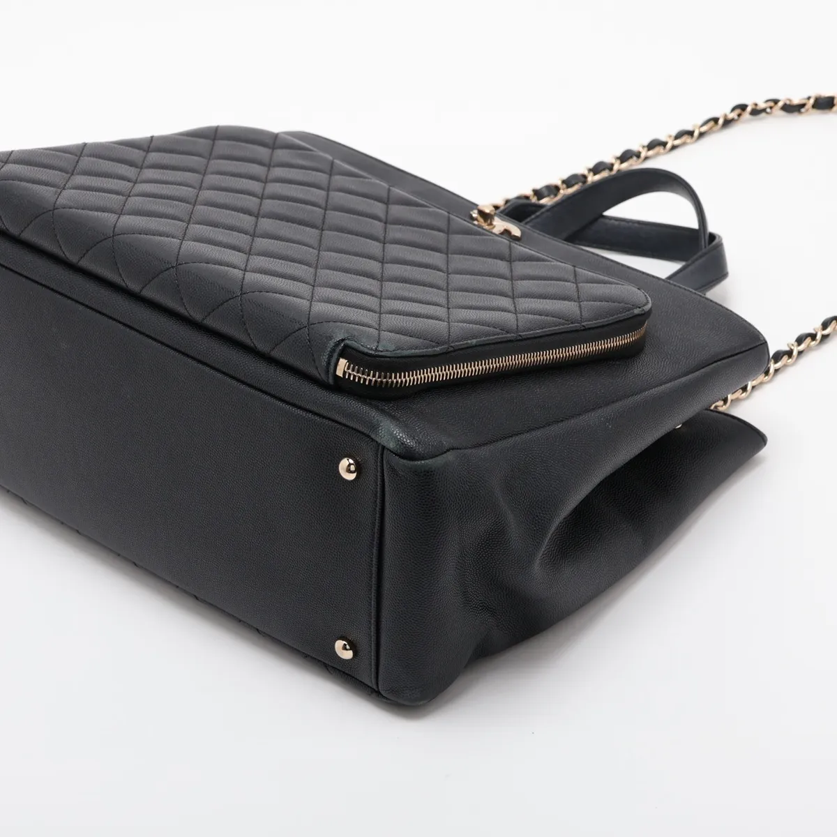 Business Affinity Caviar Skin 2-Way Tote Bag, Black with Gold Hardware, Item Number 24647488 (Serial Number 24) — view 3