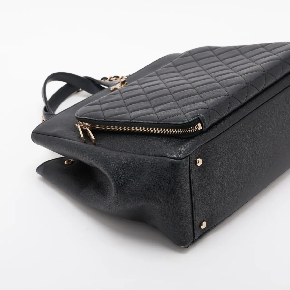 Business Affinity Caviar Skin 2-Way Tote Bag, Black with Gold Hardware, Item Number 24647488 (Serial Number 24) — view 4