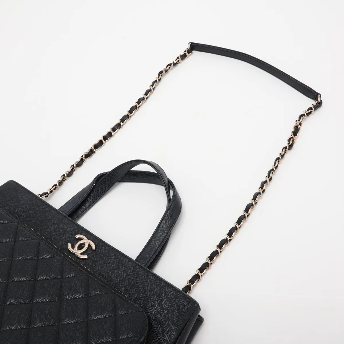 Business Affinity Caviar Skin 2-Way Tote Bag, Black with Gold Hardware, Item Number 24647488 (Serial Number 24) — view 7