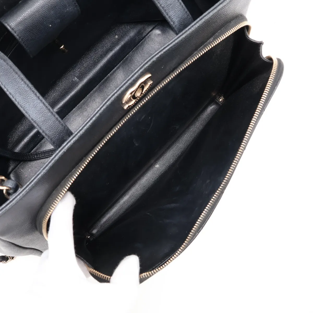 Business Affinity Caviar Skin 2-Way Tote Bag, Black with Gold Hardware, Item Number 24647488 (Serial Number 24) — view 9