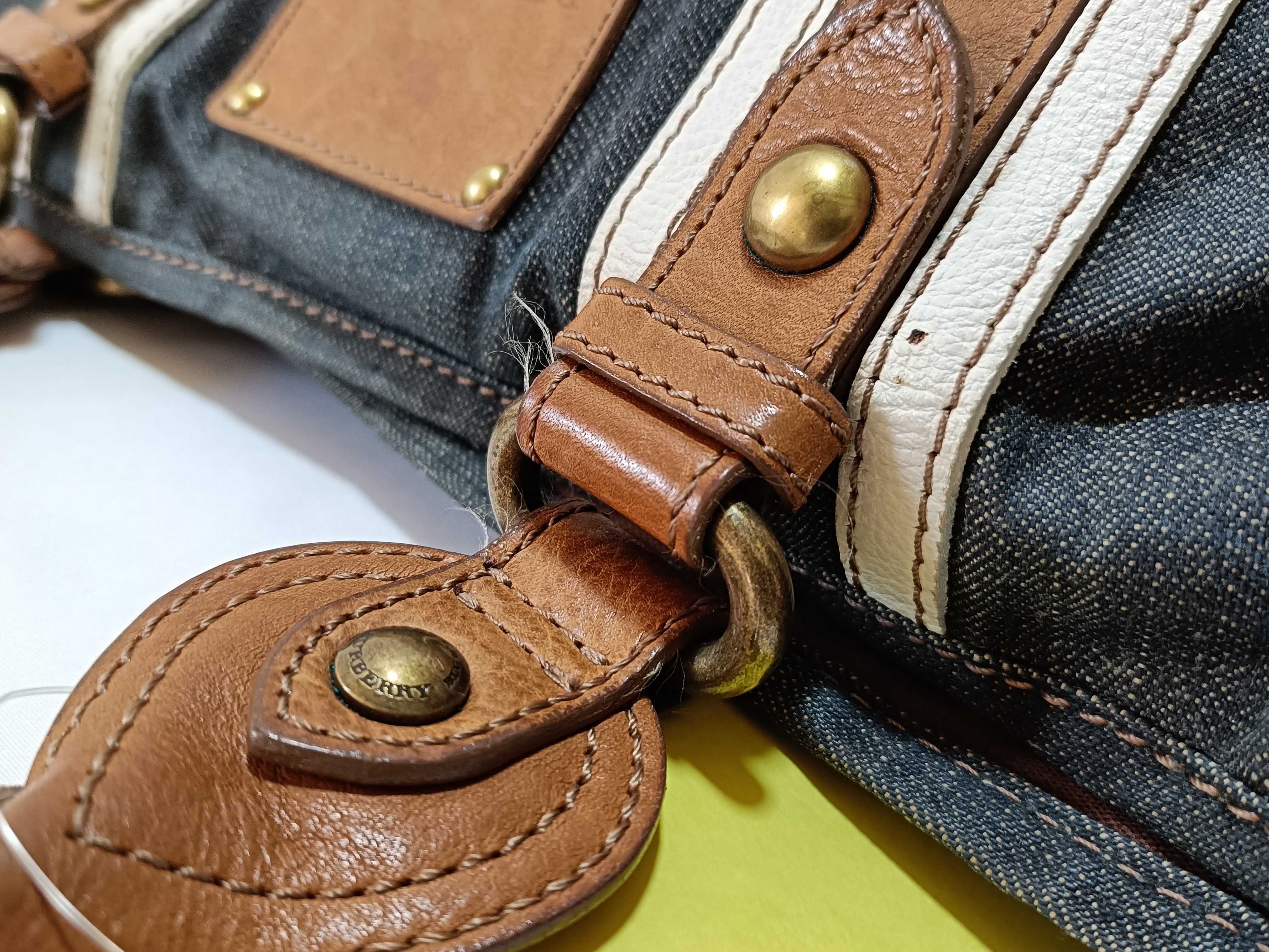 Blue Label Denim Leather Tote Bag — view 5