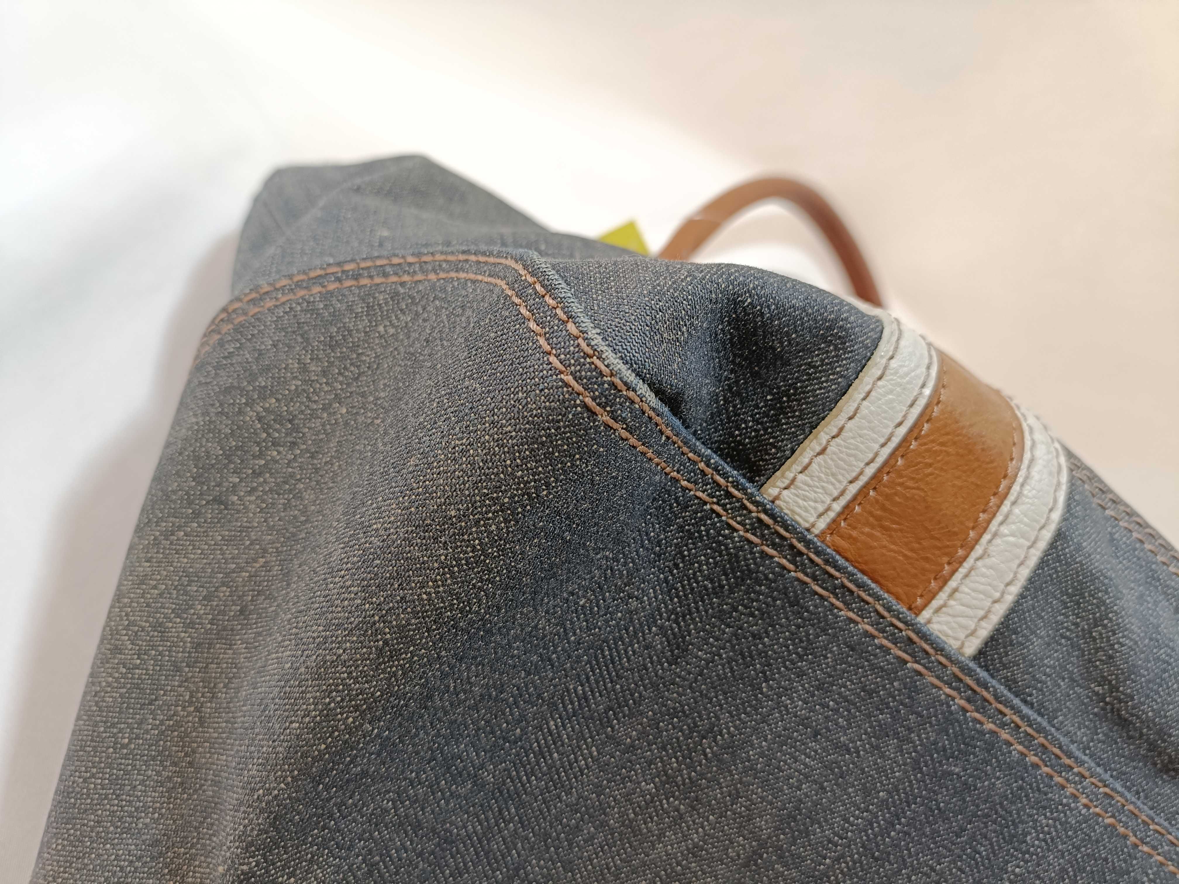 Blue Label Denim Leather Tote Bag — view 6