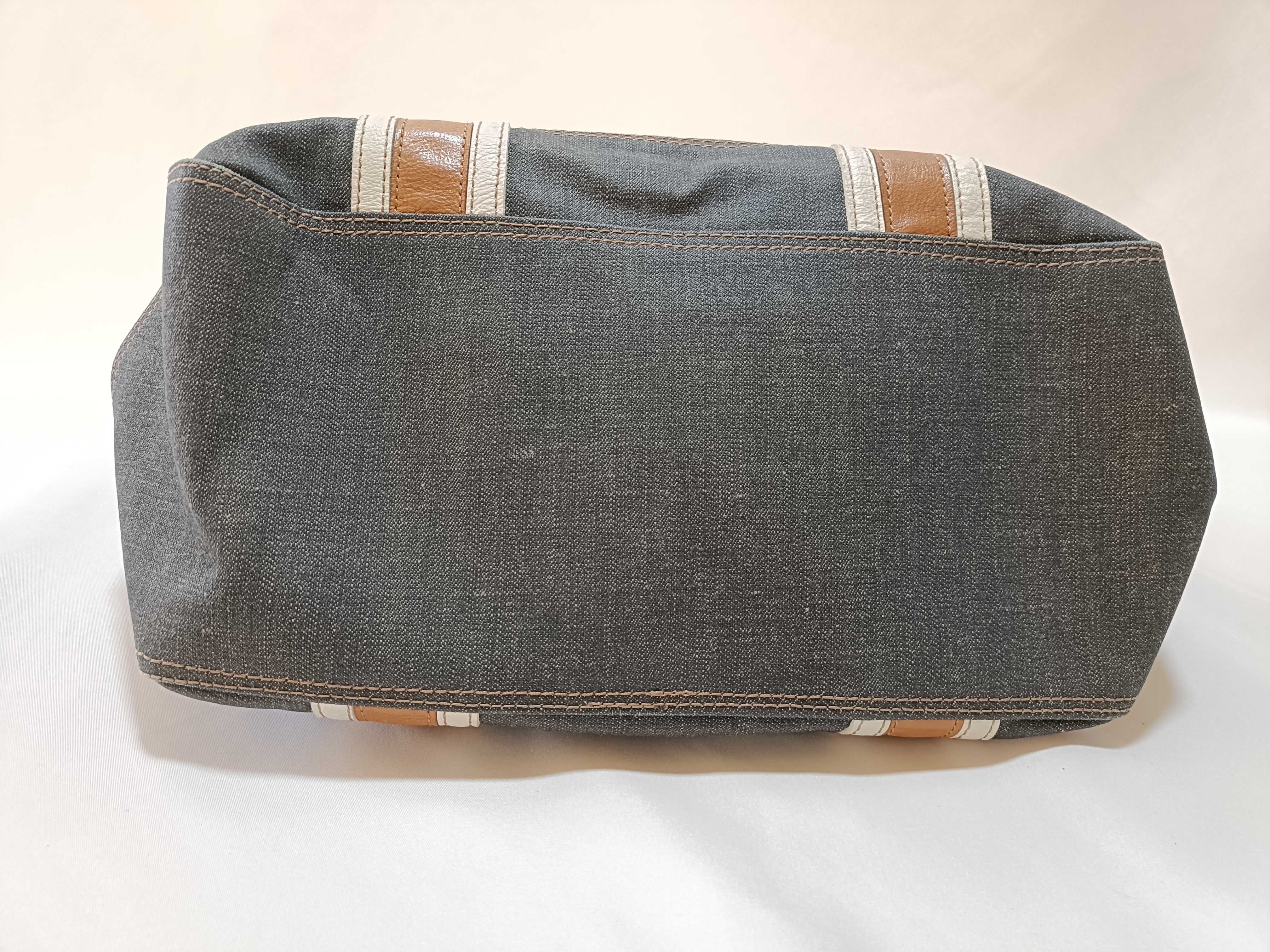 Blue Label Denim Leather Tote Bag — view 7