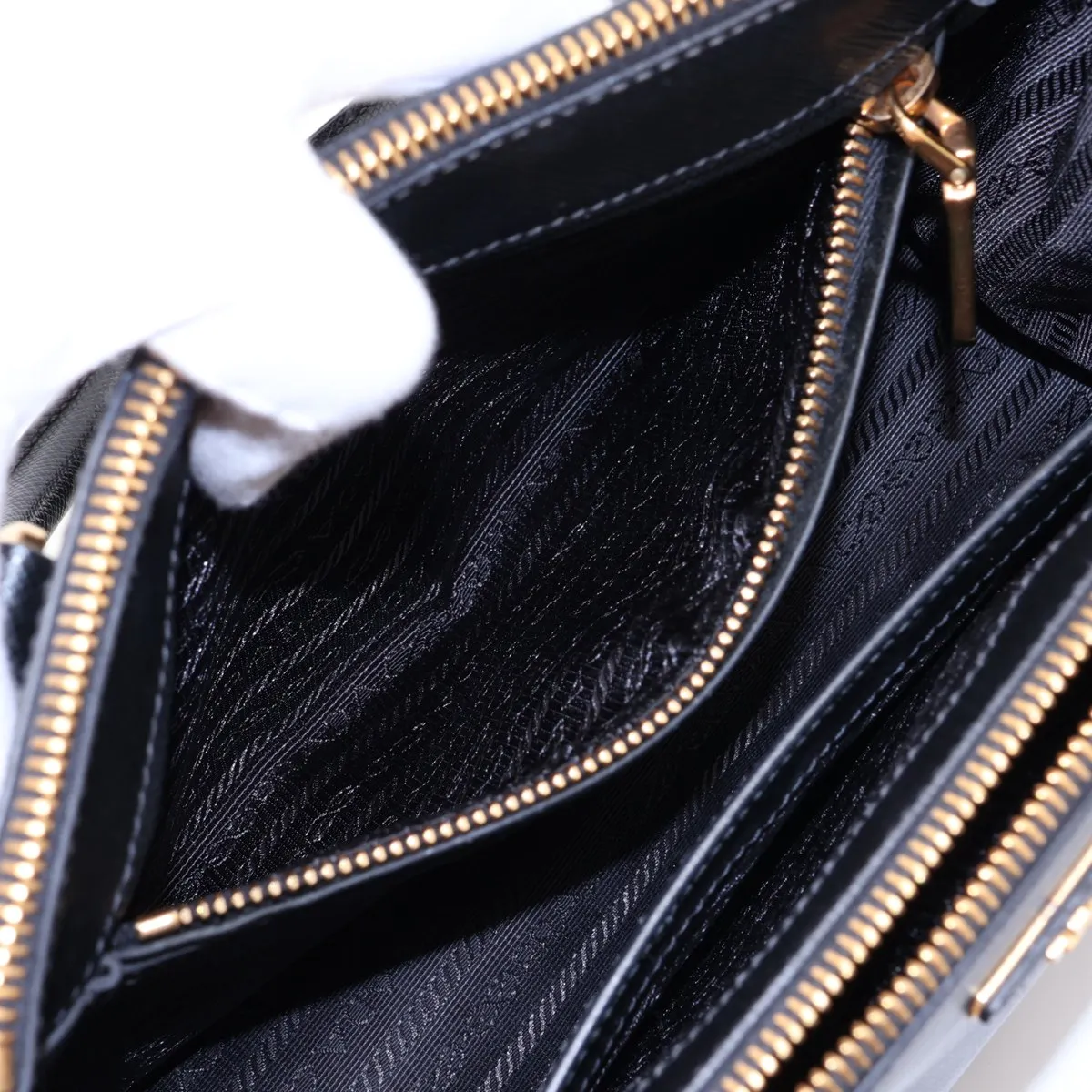 Saffiano Lux Leather 2-Way Handbag, Black, 1BA863 — view 12