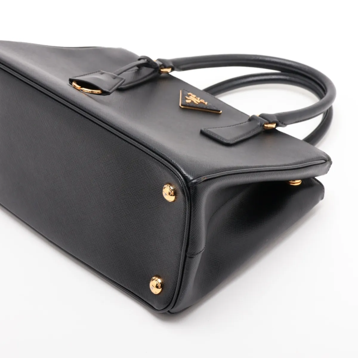 Saffiano Lux Leather 2-Way Handbag, Black, 1BA863 — view 3