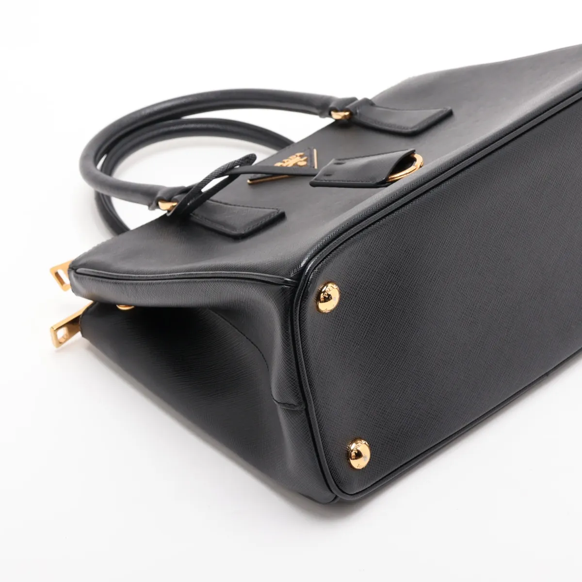 Saffiano Lux Leather 2-Way Handbag, Black, 1BA863 — view 4