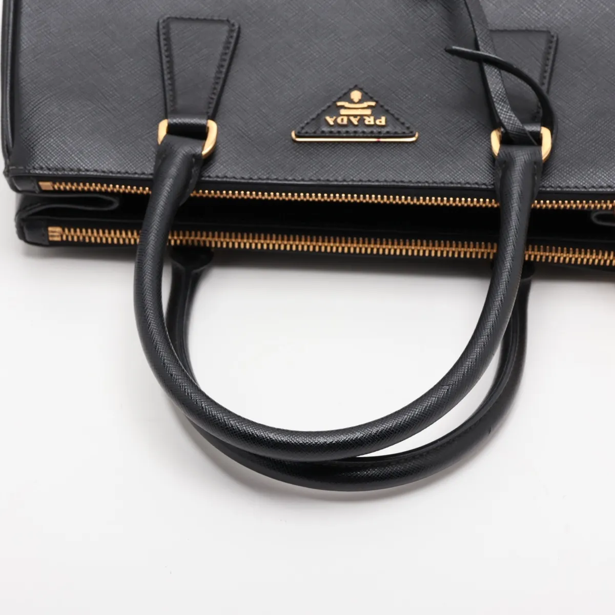 Saffiano Lux Leather 2-Way Handbag, Black, 1BA863 — view 5