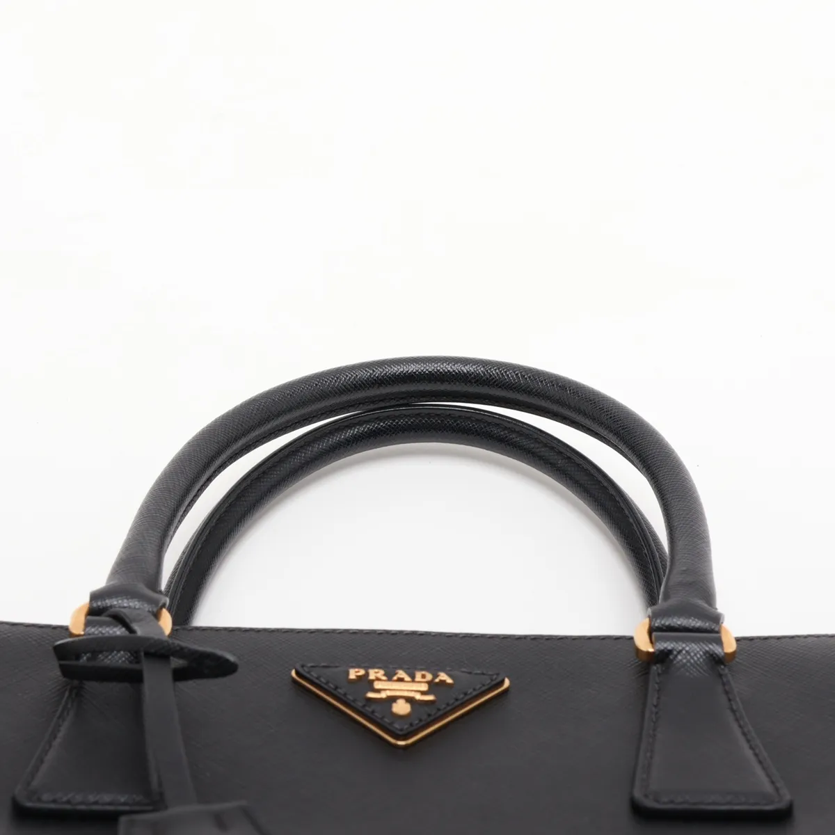 Saffiano Lux Leather 2-Way Handbag, Black, 1BA863 — view 6