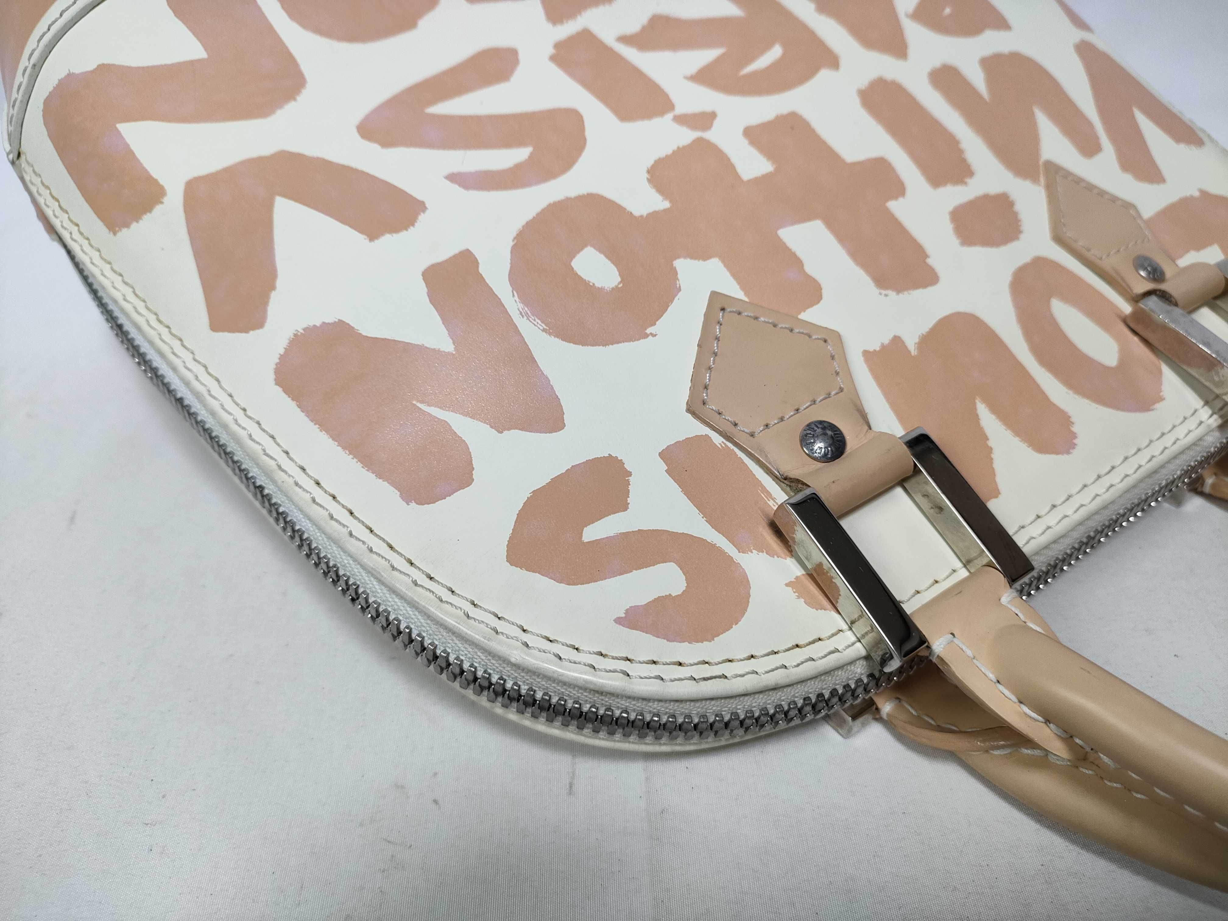 ID- Cow Skin Graffiti Alma MM M92180 white x orange BA0051 handbag — view 12