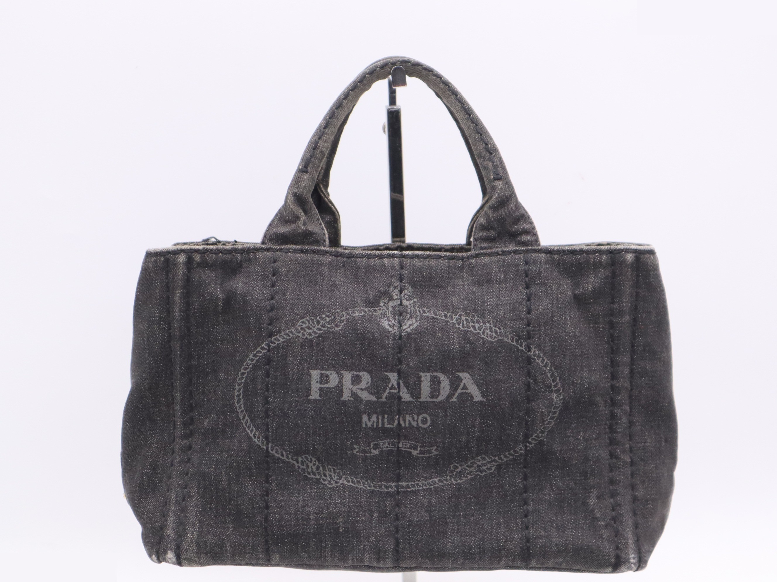 Denim Canapa Tote Mini, Black, Gold Hardware