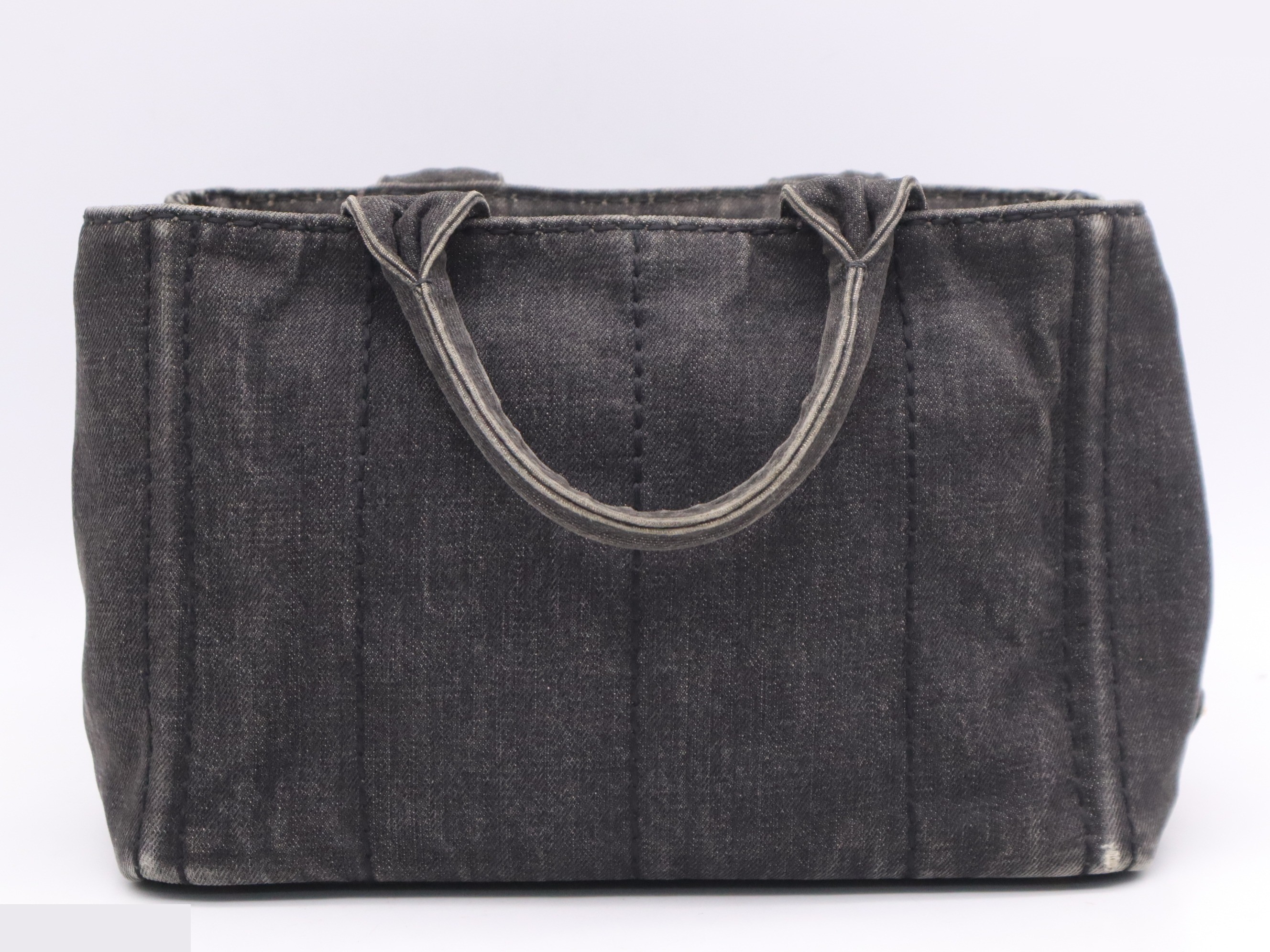 Denim Canapa Tote Mini, Black, Gold Hardware — view 2