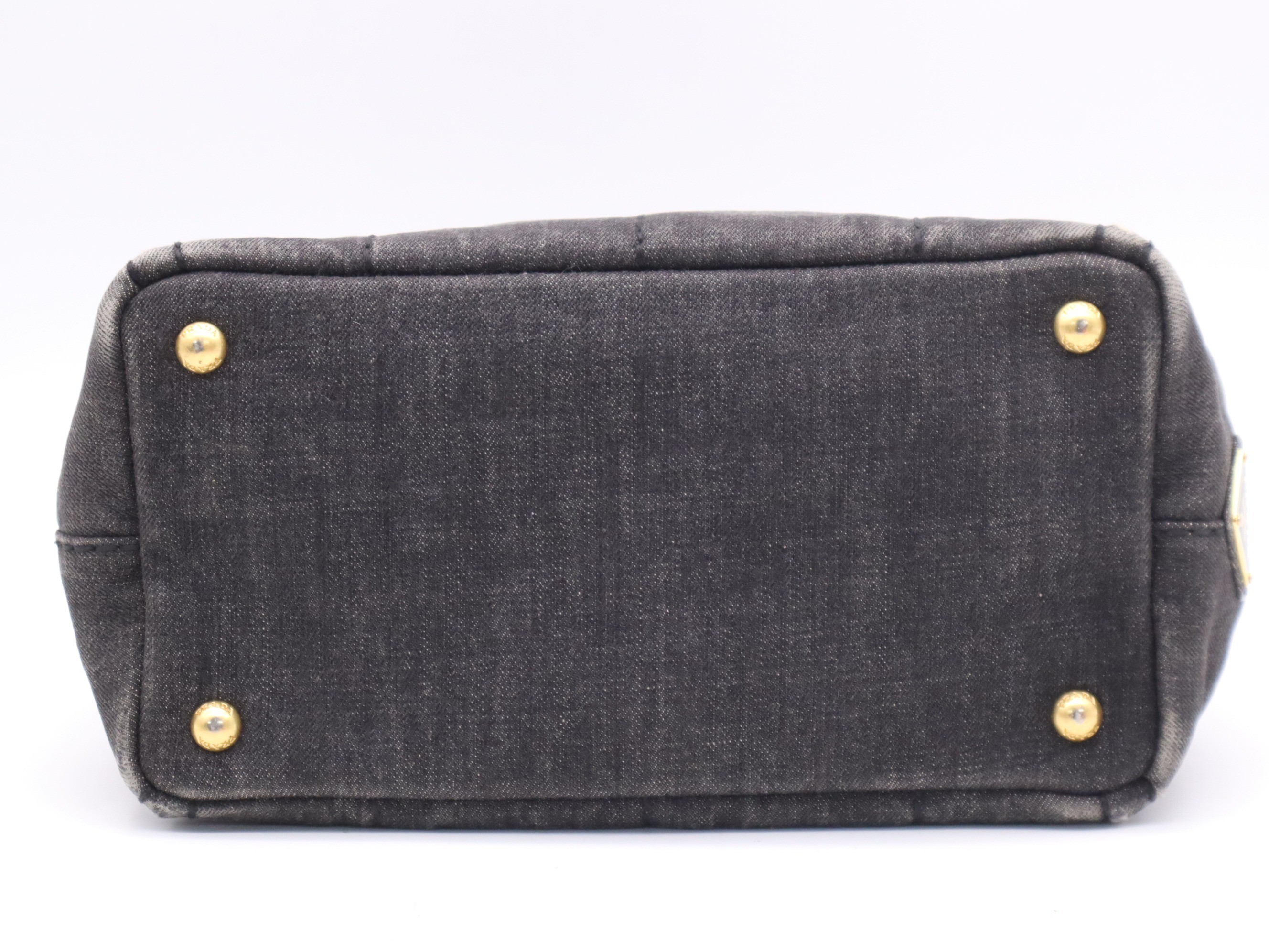 Denim Canapa Tote Mini, Black, Gold Hardware — view 4