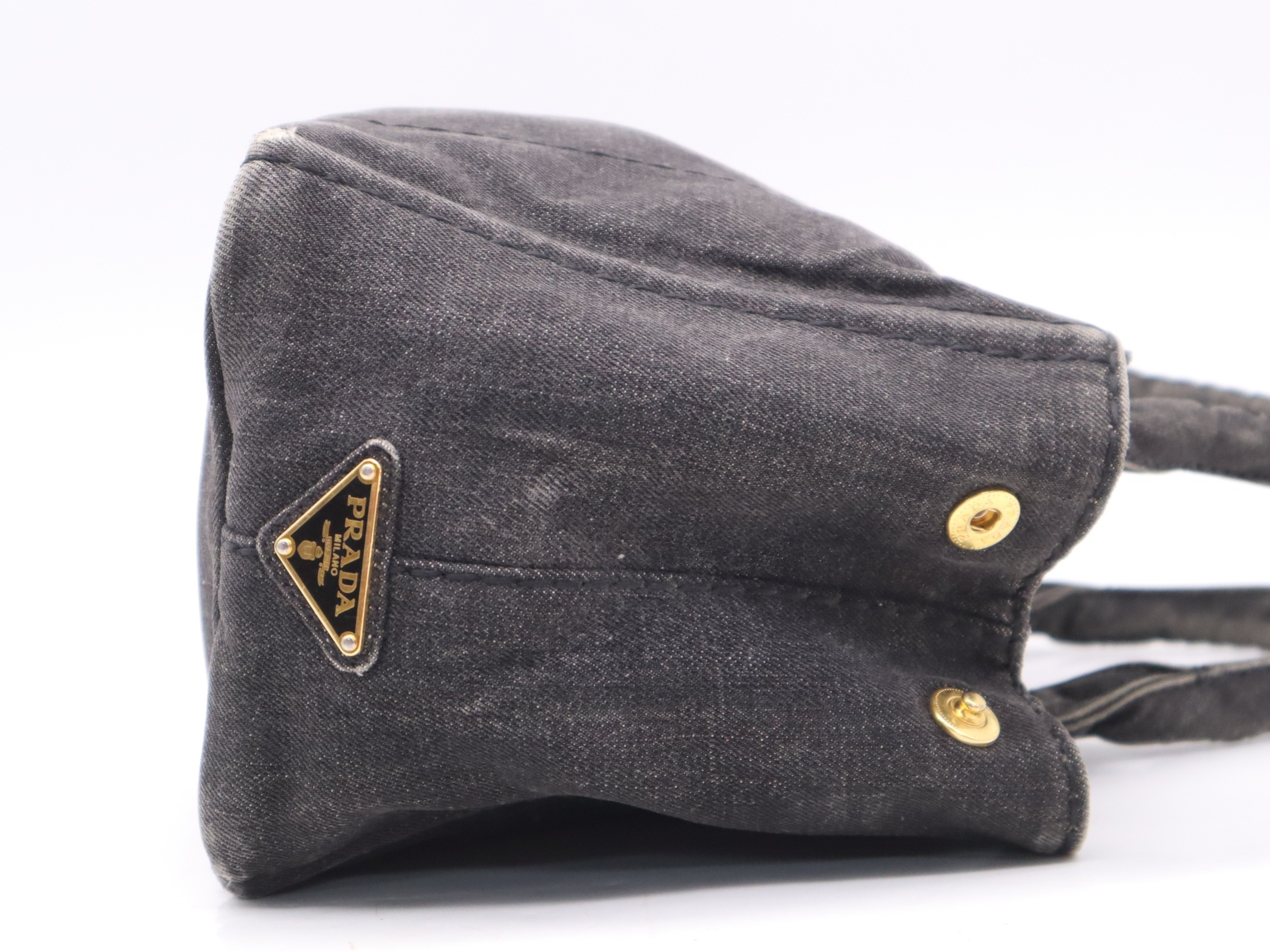 Denim Canapa Tote Mini, Black, Gold Hardware — view 5